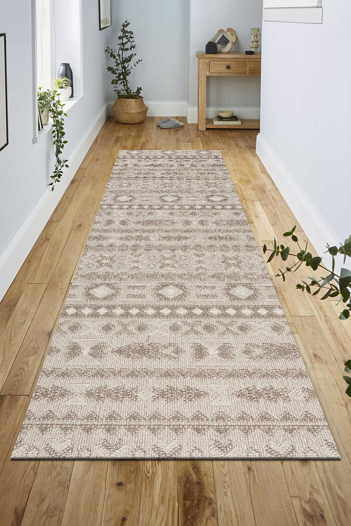 Bej Kahve İskandinav Modern Tasarım Sisal Bukle Özel Ölçü Salon Oturma Odası Koridor Halısı Yolluk
