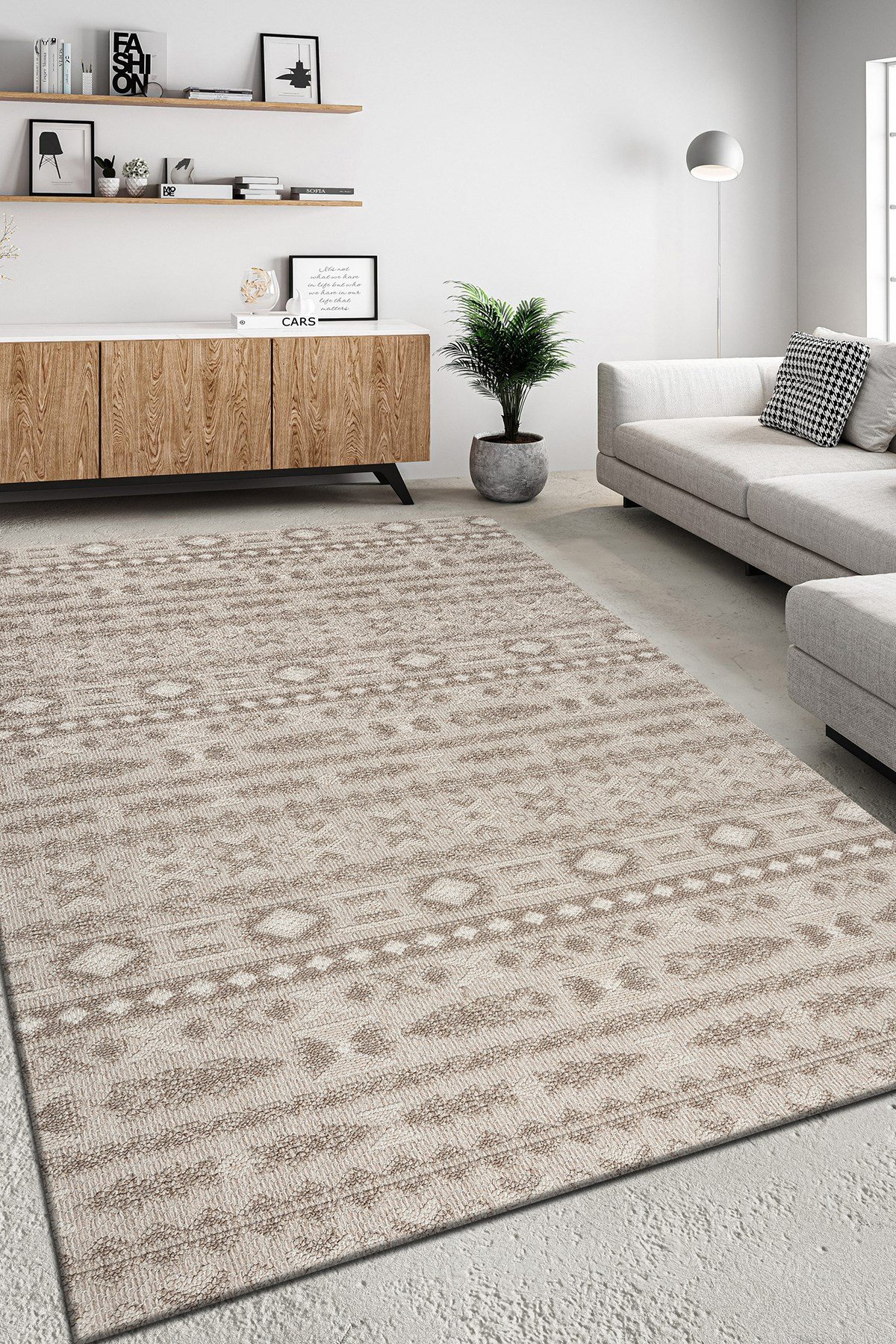 Bej Kahve İskandinav Modern Tasarım Sisal Bukle Özel Ölçü Salon Oturma Odası Koridor Halısı Yolluk