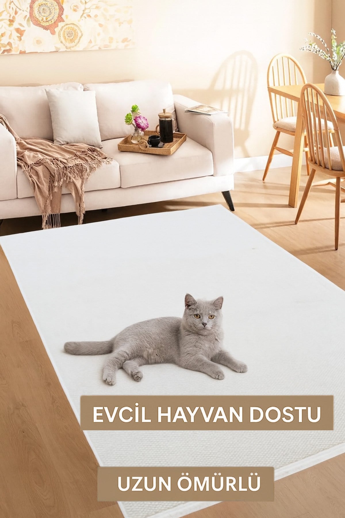 Beyaz İskandinav Bukleli Yumuşak Modern Minimalist Salon Koridor Mutfak Çocuk Oturma Odası Halısı