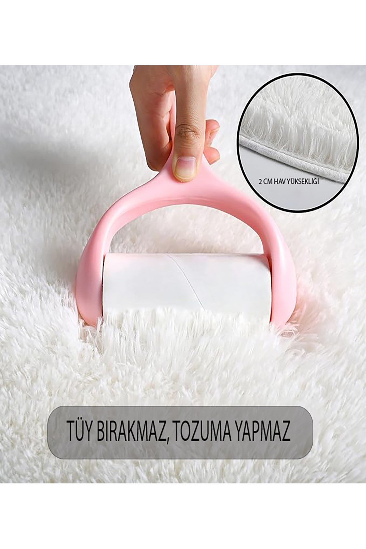 Beyaz Post Peluş Halı Yolluk Yumuşak Tüylü Puffy Kaymaz Özel Taban Dekoratif Yıkanabilir Modern