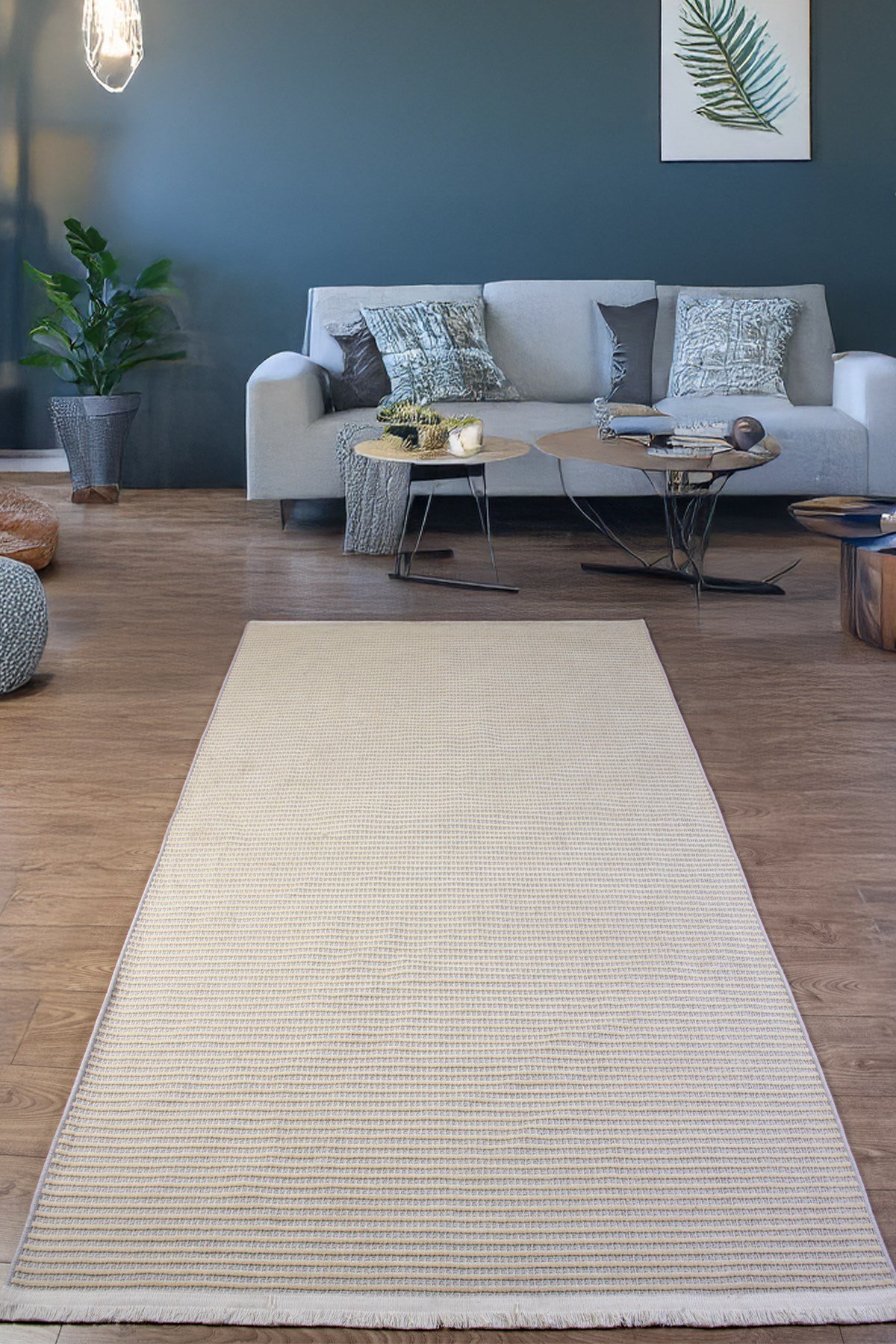 Beyaz Şönil Makinada Yıkanabilir Kaymaz Taban Saçaklı Pamuklu Halı Kilim Oturma Odası Salon Mutfak