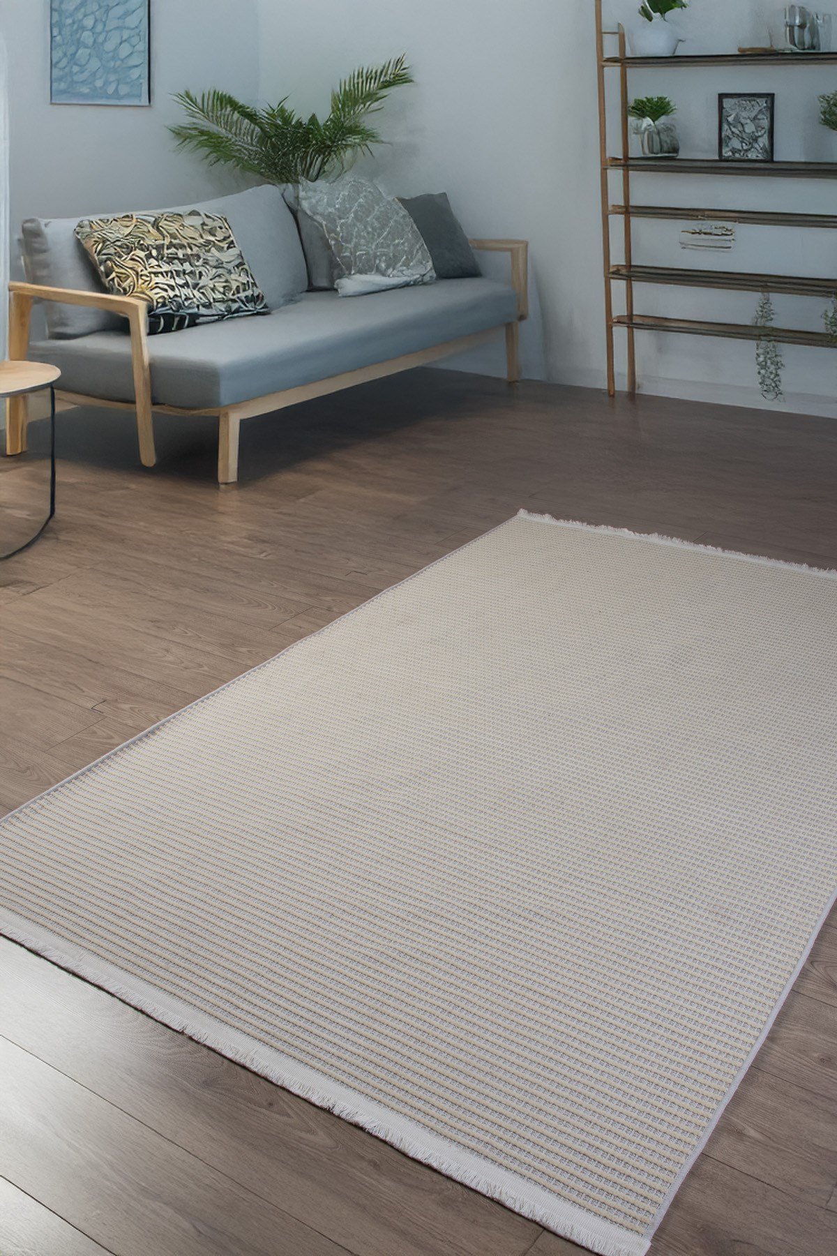 Beyaz Şönil Makinada Yıkanabilir Kaymaz Taban Saçaklı Pamuklu Halı Kilim Oturma Odası Salon Mutfak