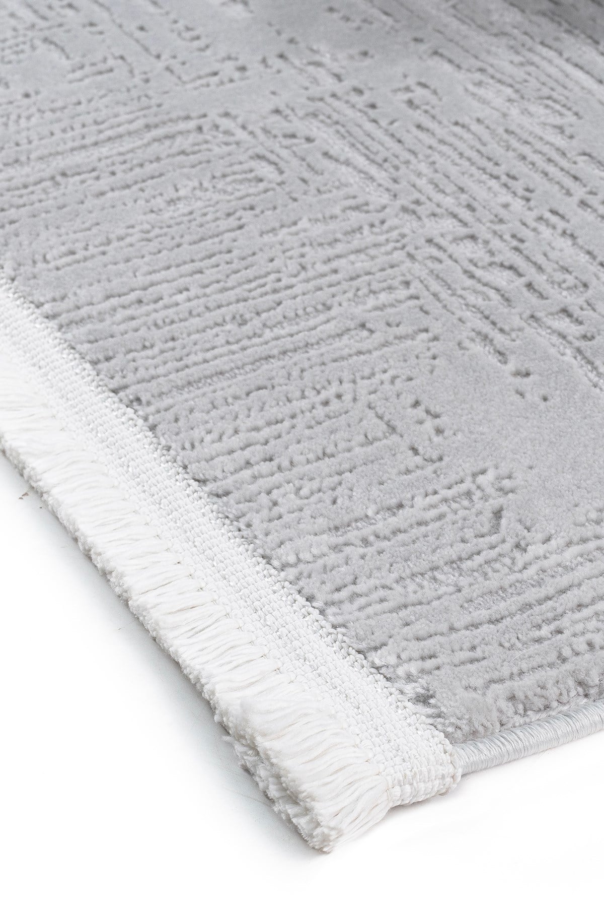 Gri 7102 Modern Desen Doğal Taban Saçaklı Salon Koridor Mutfak Çocuk Oturma Odası Halısı Yolluk