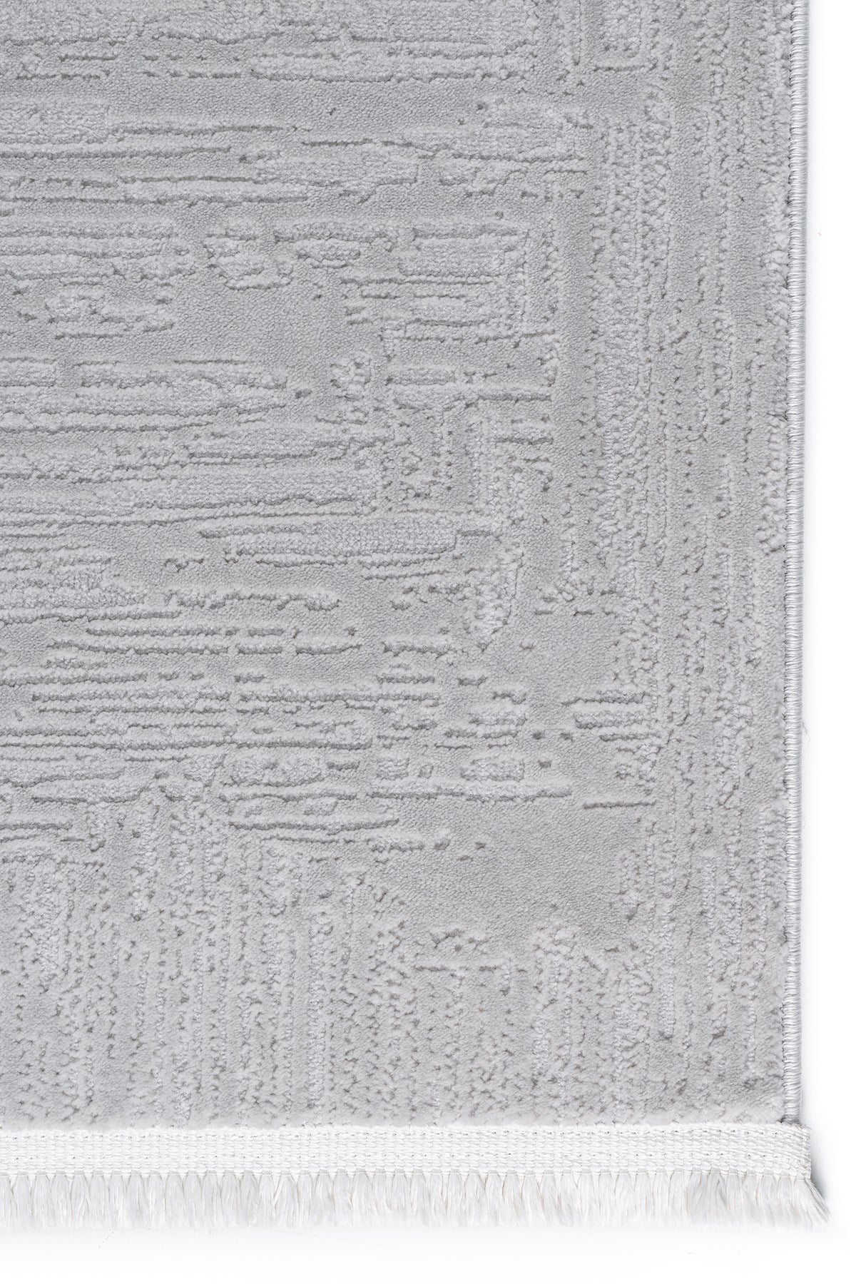 Gri 7102 Modern Desen Doğal Taban Saçaklı Salon Koridor Mutfak Çocuk Oturma Odası Halısı Yolluk
