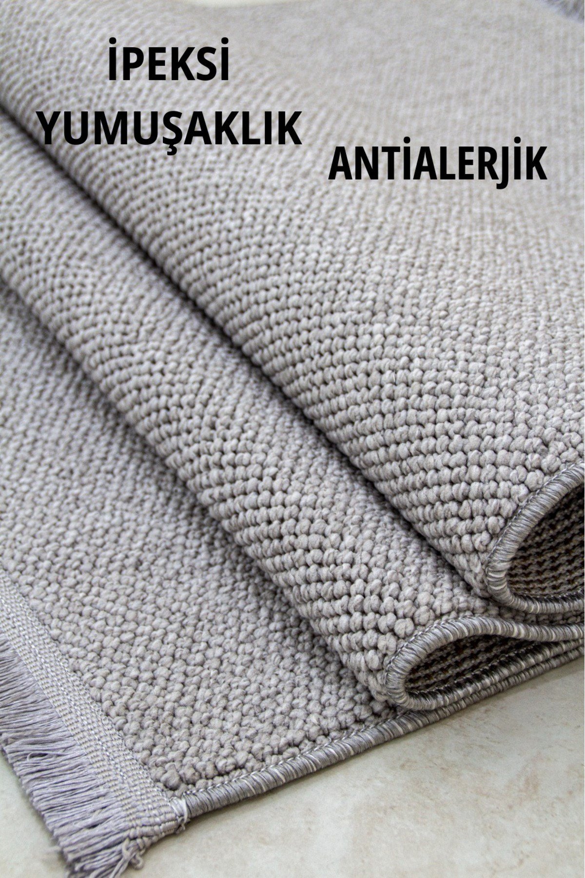 Gri İskandinav Bukleli Yumuşak Minimalist Salon Koridor Mutfak Çocuk Oturma Odası Halısı