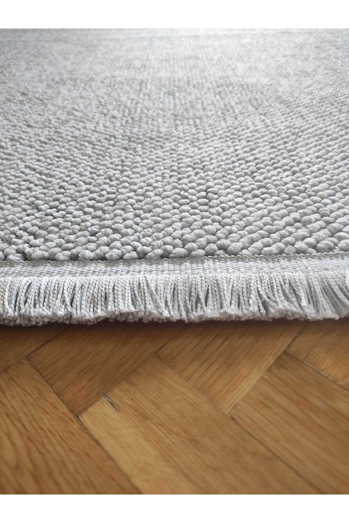 Gri İskandinav Bukleli Yumuşak Minimalist Salon Koridor Mutfak Çocuk Oturma Odası Halısı
