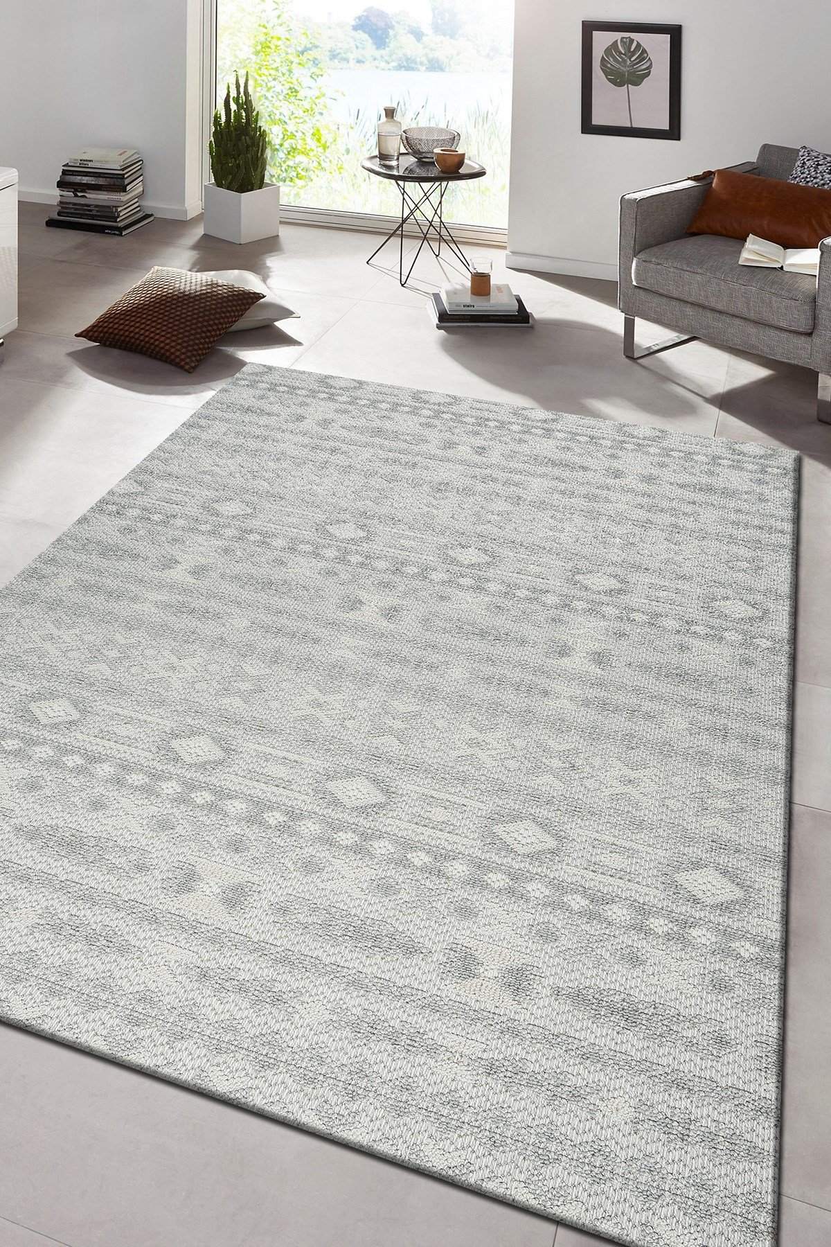 Gri İskandinav Modern Tasarım Sisal Bukle Özel Ölçü Salon Oturma Odası Koridor Mutfak Halısı Yolluk