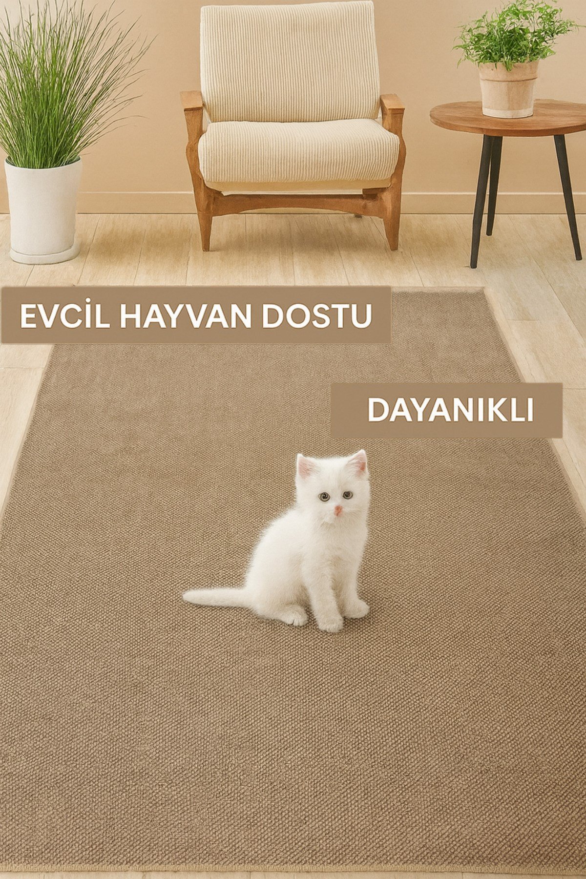 Jüt Sisal Bej Kahve Yıkanabilir Kaymaz Taban Yolluk Kilim Salon Koridor Mutfak Halısı Tozumaz