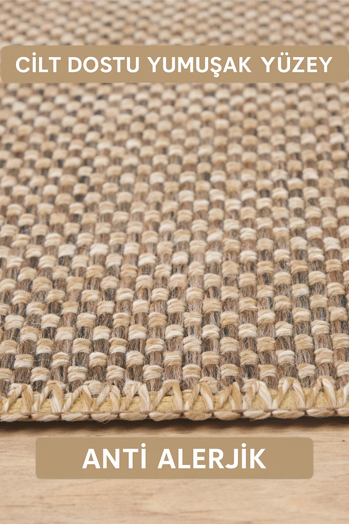 Jüt Sisal Bej Kahve Yıkanabilir Kaymaz Taban Yolluk Kilim Salon Koridor Mutfak Halısı Tozumaz
