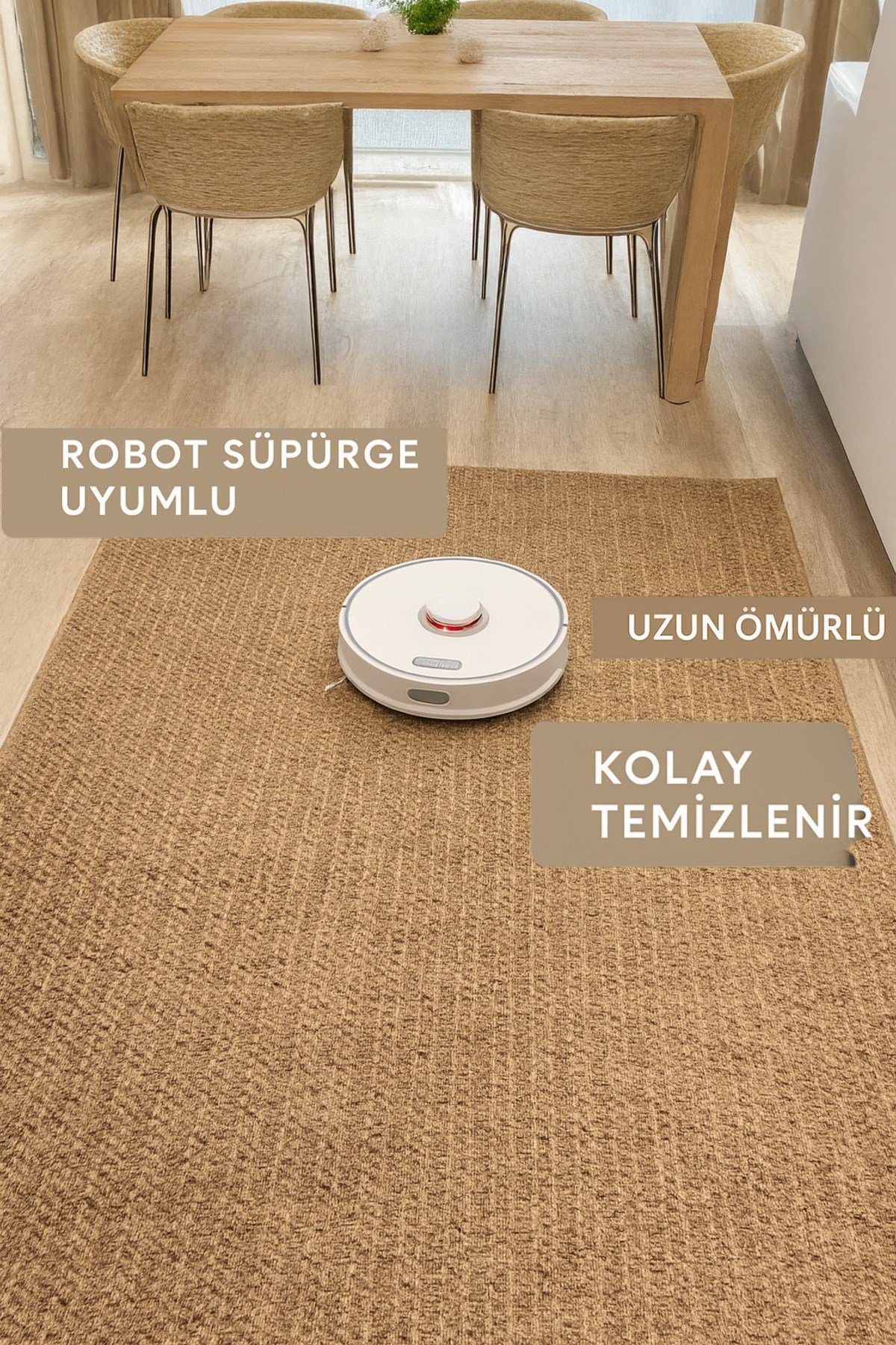 Jüt Sisal Bej Yolluk Kilim Salon Koridor Mutfak Halısı Tozumaz