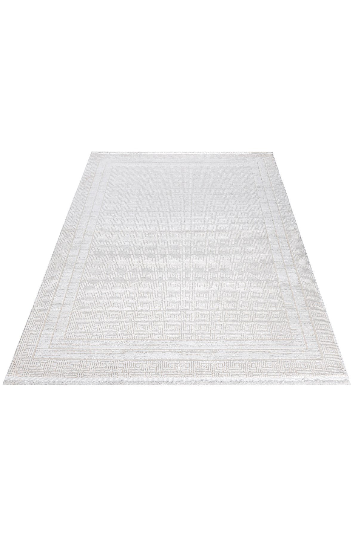 Krem 7107 Modern Desen Doğal Taban Saçaklı Salon Koridor Mutfak Çocuk Oturma Odası Halı Yolluk