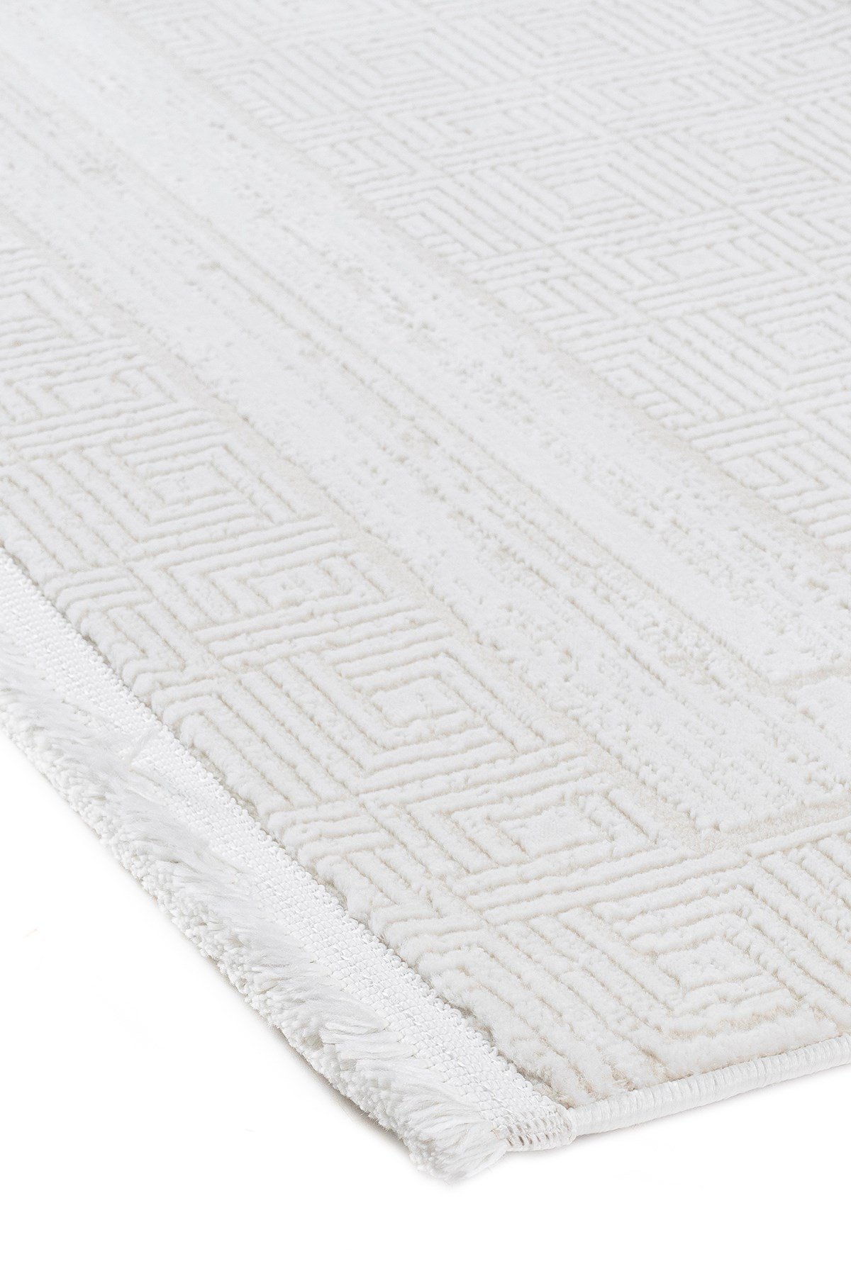 Krem 7107 Modern Desen Doğal Taban Saçaklı Salon Koridor Mutfak Çocuk Oturma Odası Halı Yolluk