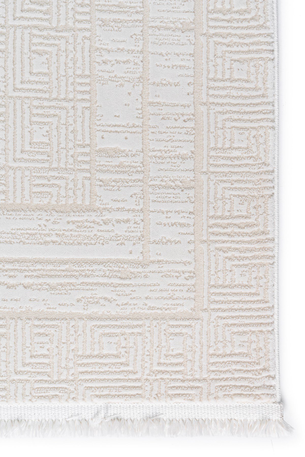 Krem 7107 Modern Desen Doğal Taban Saçaklı Salon Koridor Mutfak Çocuk Oturma Odası Halı Yolluk