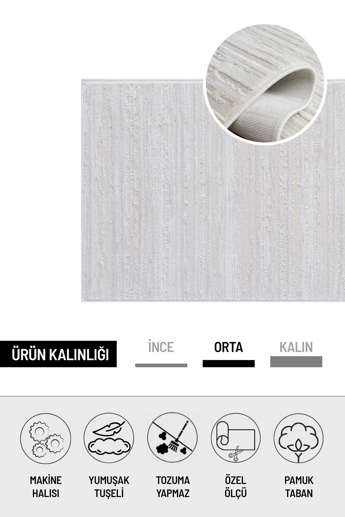 Krem Açık Gri Pamuk Taban Modern Desen Özel Ölçü Salon Koridor Çocuk Antre Oturma Odası Halı Yolluk