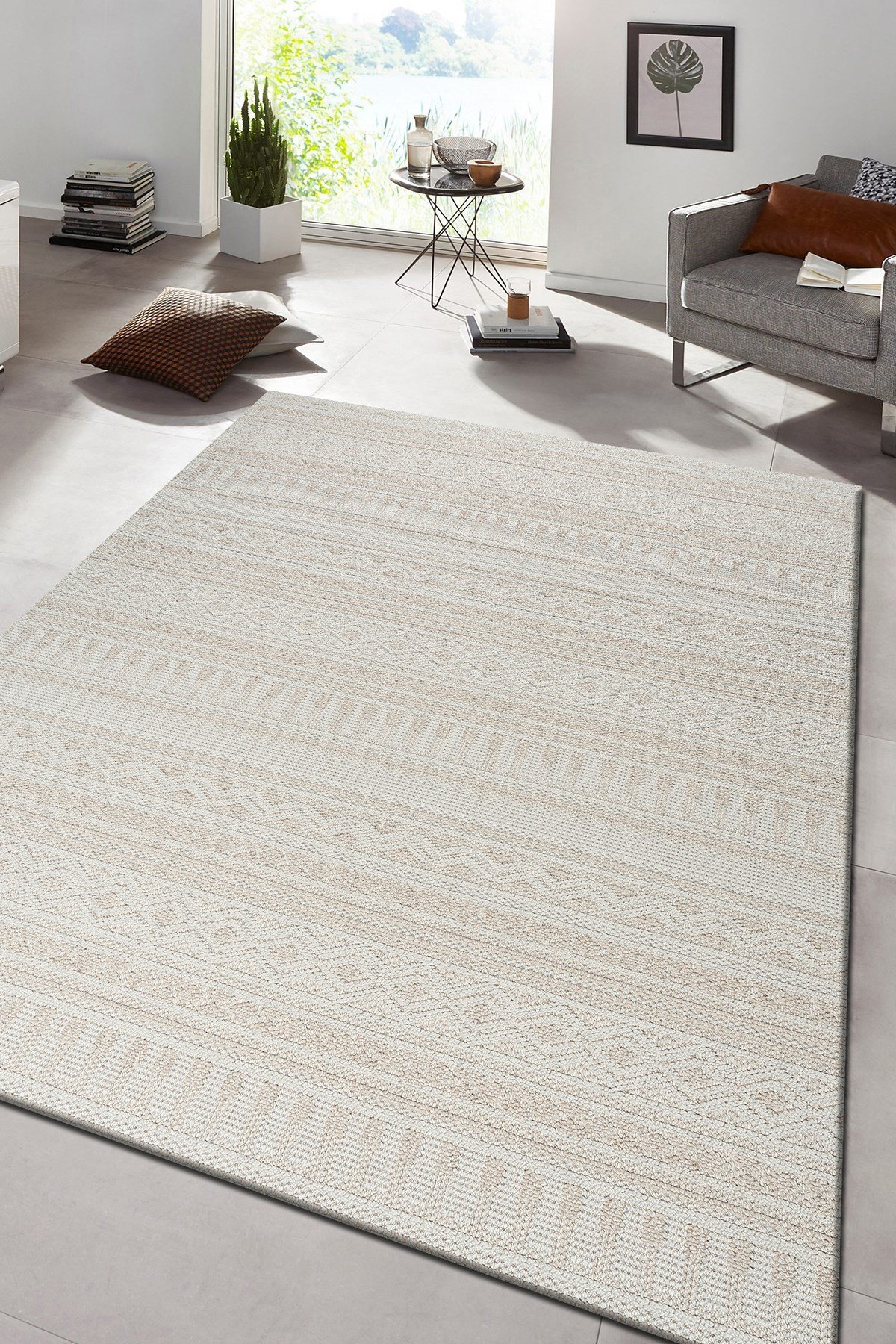 Krem Bej İskandinav Modern Tasarım Sisal Bukle Özel Ölçü Salon Oturma Odası Koridor Halısı Yolluk