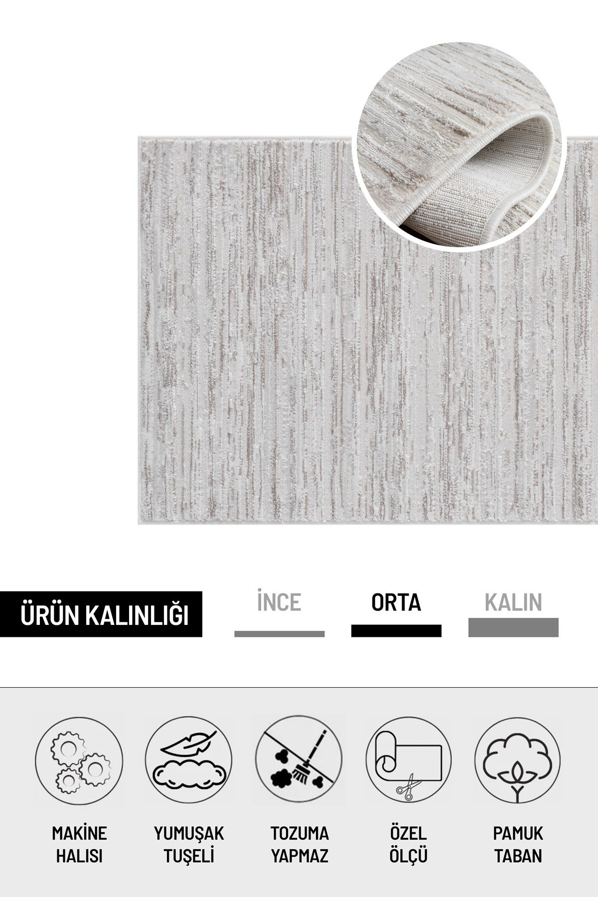 Krem Bej Pamuk Taban Modern Desen Özel Ölçü Salon Koridor Çocuk Antre Oturma Odası Halı Yolluk