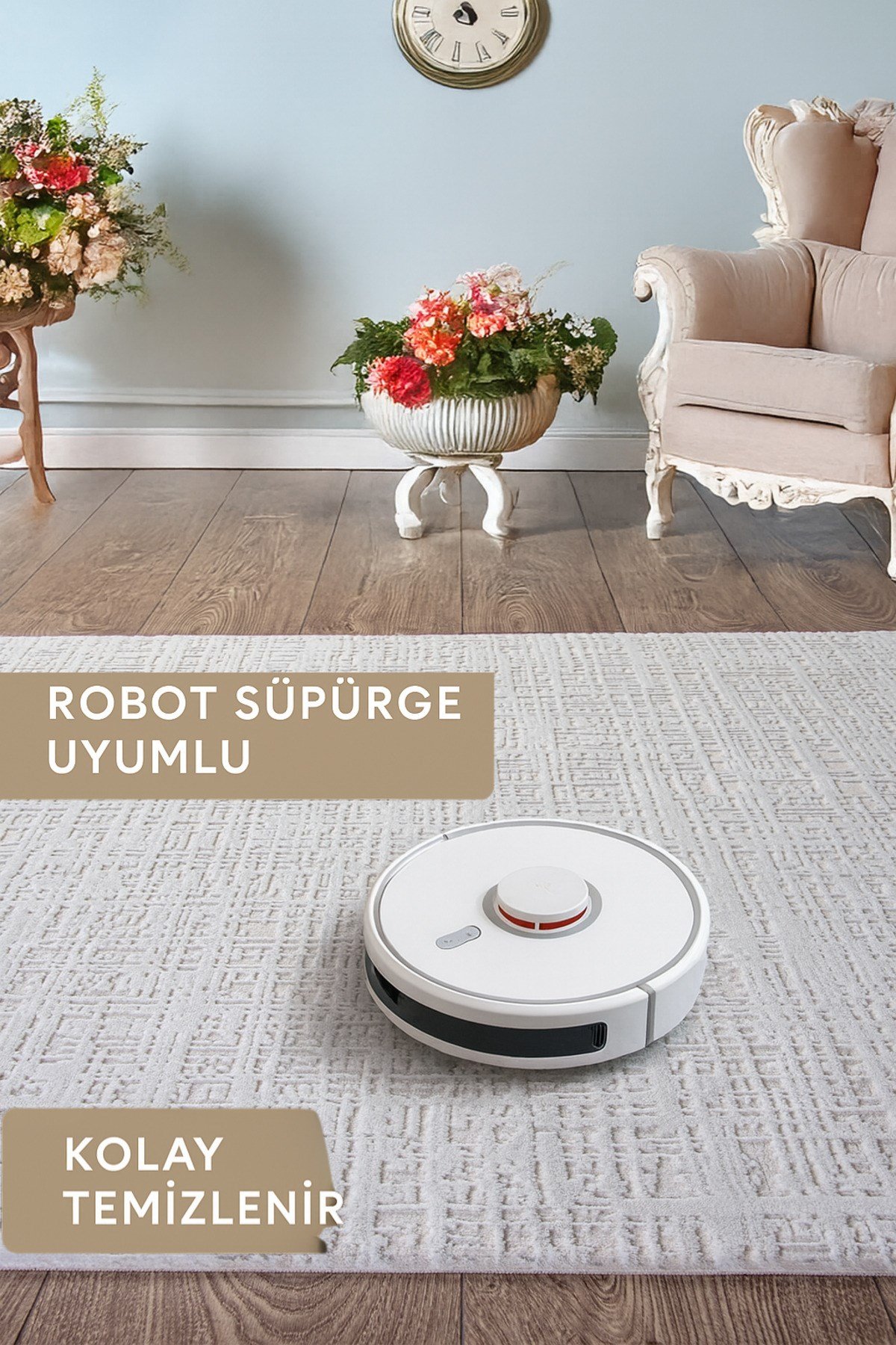 Krem Beyaz Modern Desen Doğal Taban Saçaklı Özel Ölçü Salon Koridor Çocuk Oturma Odası Halısı Yolluk