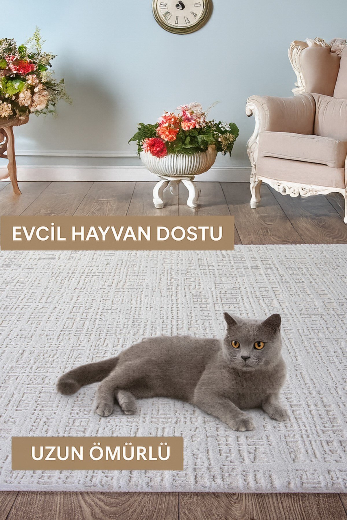 Krem Beyaz Modern Desen Doğal Taban Saçaklı Özel Ölçü Salon Koridor Çocuk Oturma Odası Halısı Yolluk