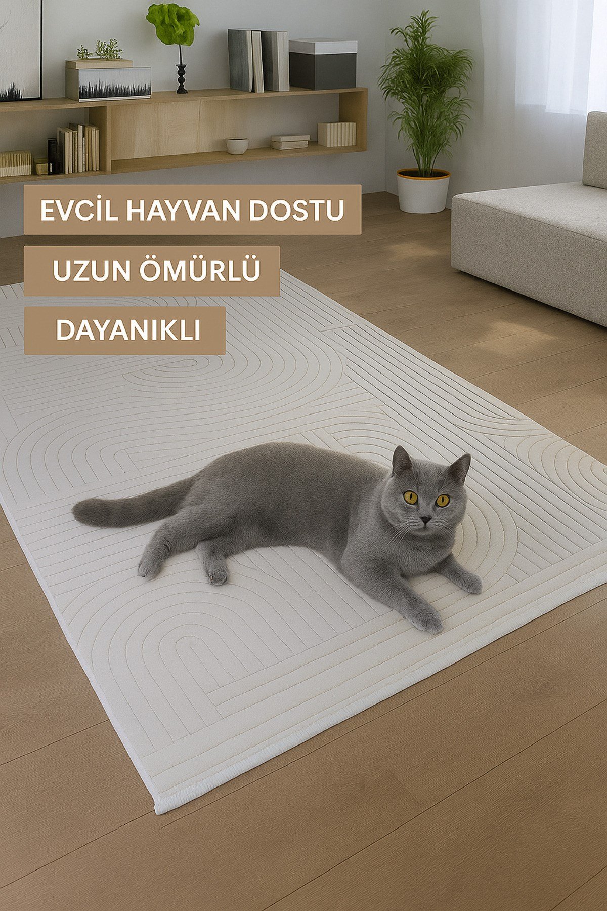 Krem Ekru Bohem İskandinav Modern Saçaklı Doğal Pamuk Taban Salon Koridor Çocuk Oturma Odası Halı