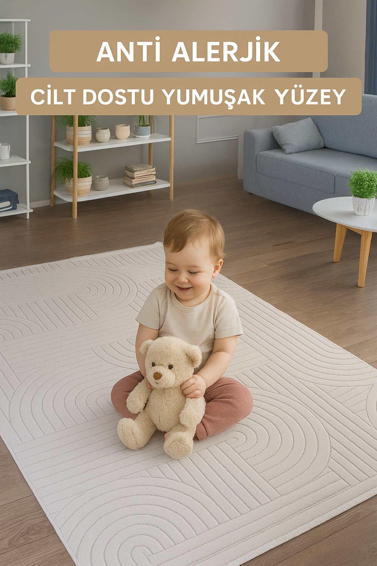 Krem Ekru Bohem İskandinav Modern Saçaklı Doğal Pamuk Taban Salon Koridor Çocuk Oturma Odası Halı