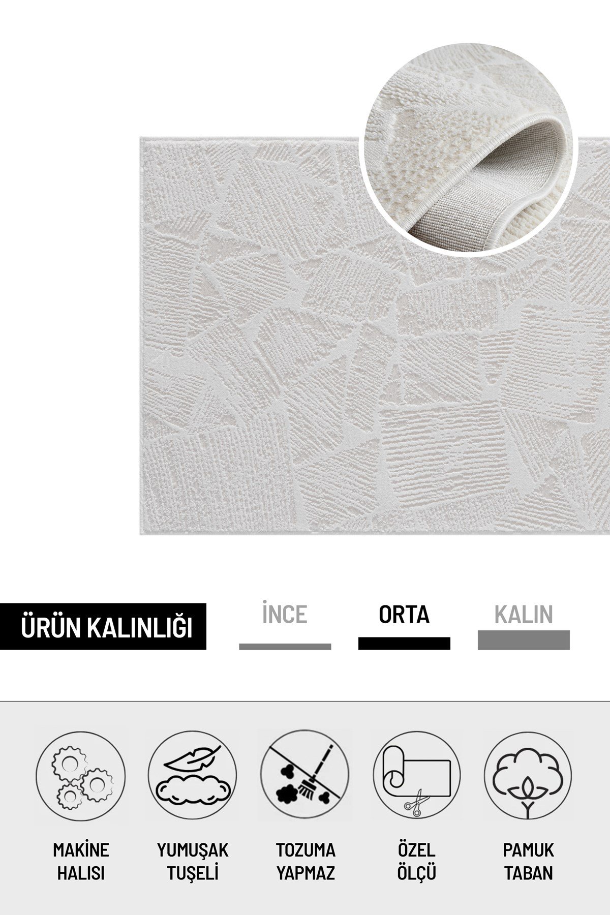 Krem Ekru Pamuk Taban Modern Dama Desen Özel Ölçü Salon Koridor Çocuk Antre Oturma Odası Halı Yolluk