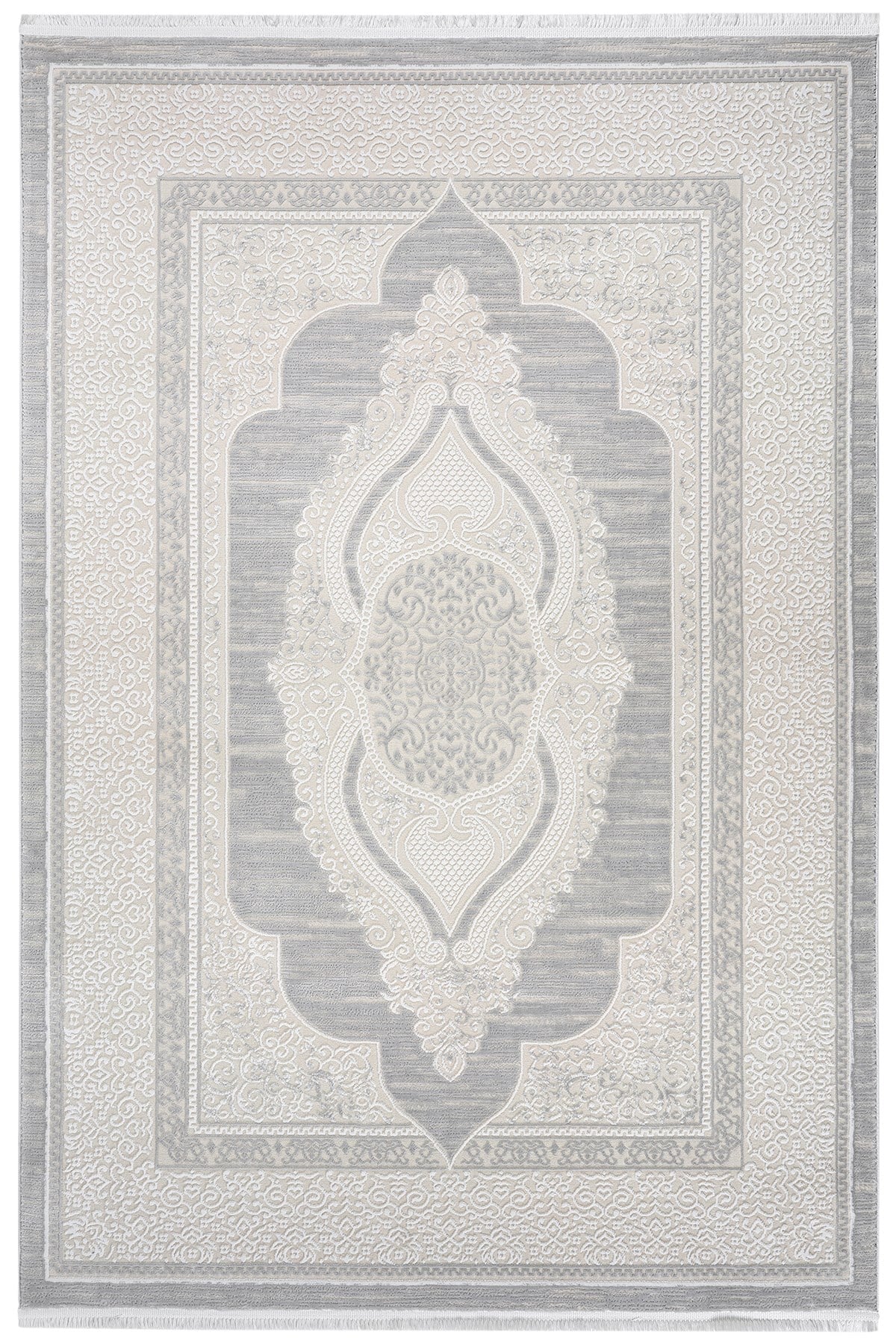 Krem Gri 7105 Modern Desen Doğal Taban Saçaklı Salon Koridor Mutfak Çocuk Oturma Odası Halı Yolluk