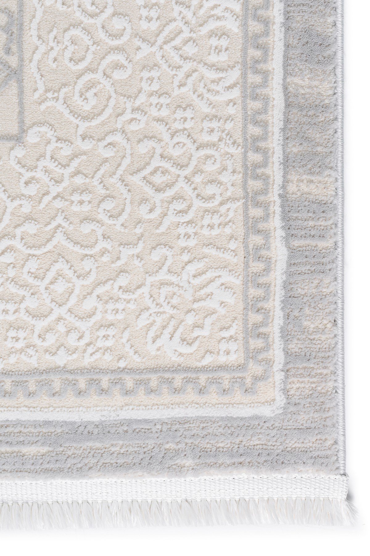 Krem Gri 7105 Modern Desen Doğal Taban Saçaklı Salon Koridor Mutfak Çocuk Oturma Odası Halı Yolluk