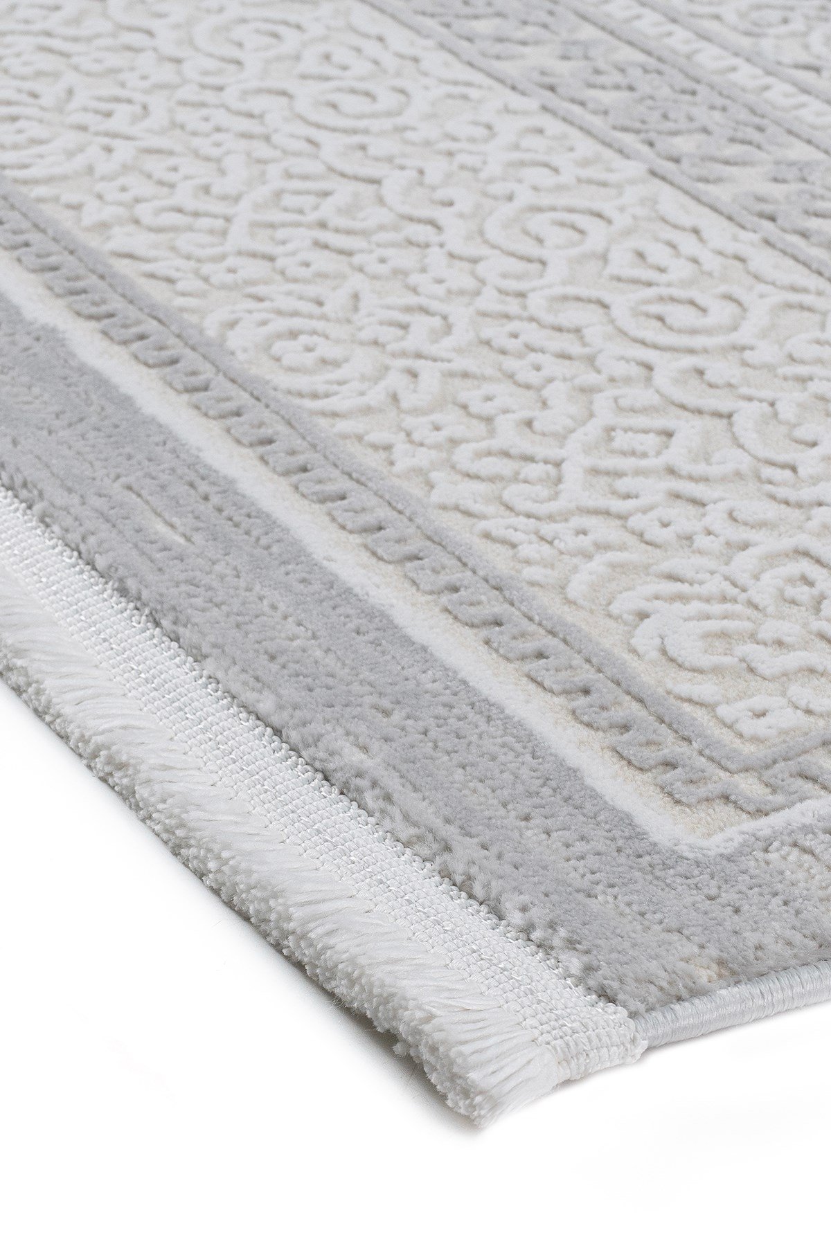 Krem Gri 7105 Modern Desen Doğal Taban Saçaklı Salon Koridor Mutfak Çocuk Oturma Odası Halı Yolluk