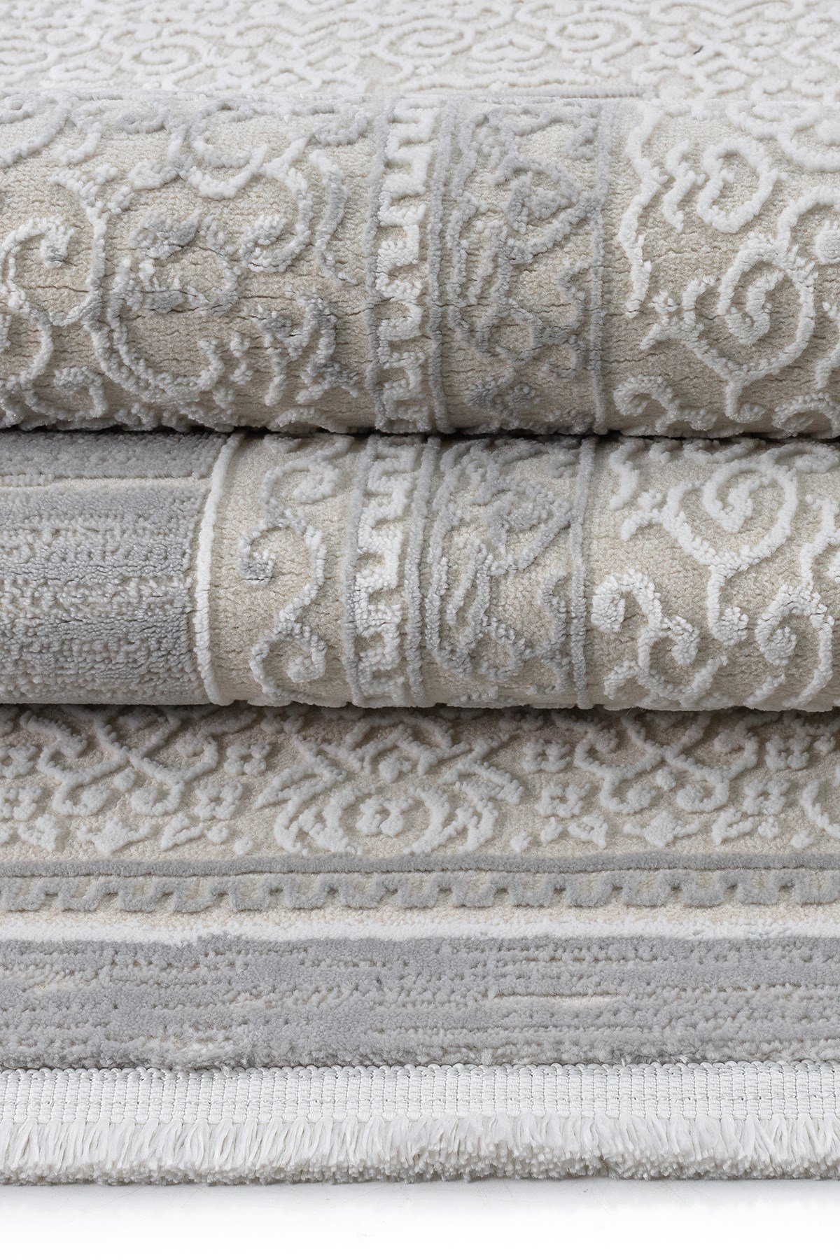 Krem Gri 7105 Modern Desen Doğal Taban Saçaklı Salon Koridor Mutfak Çocuk Oturma Odası Halı Yolluk