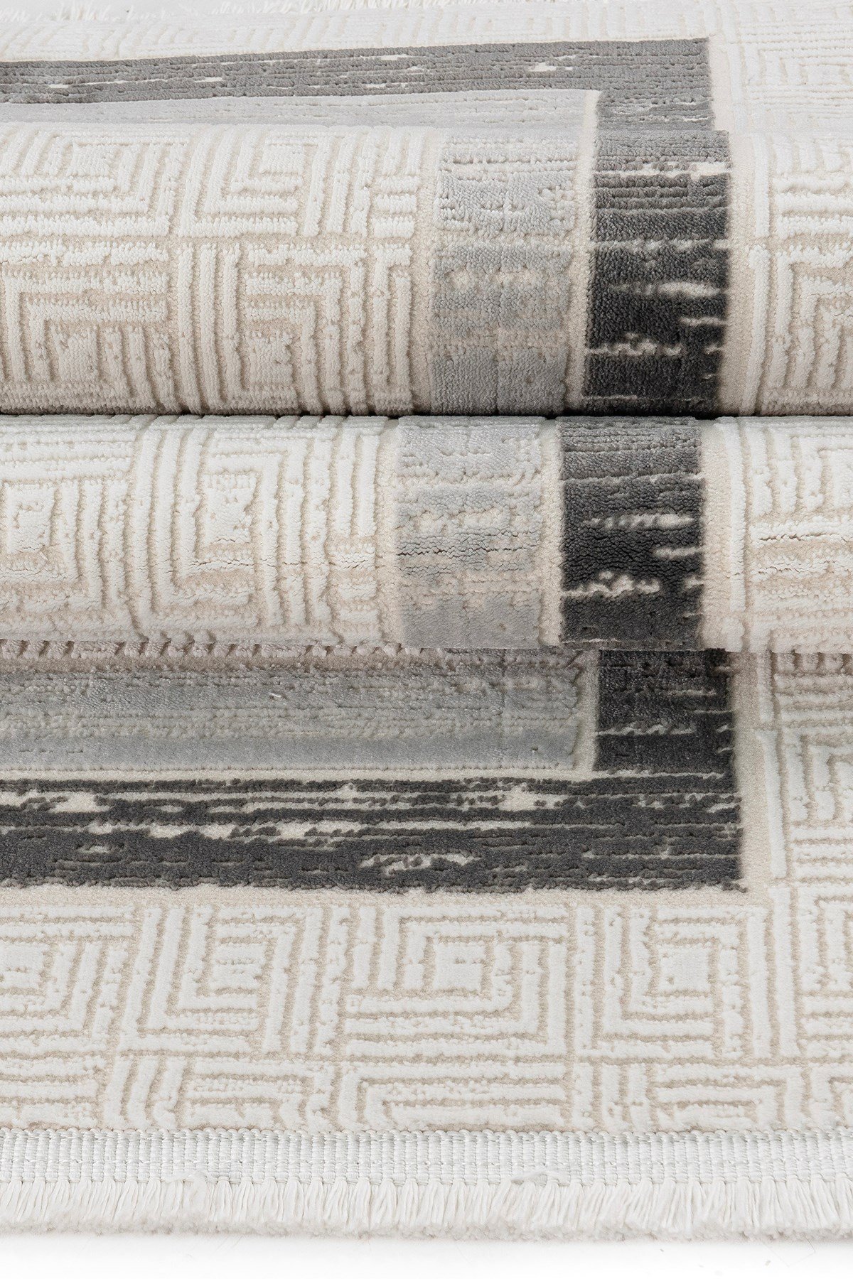 Krem Gri 7107 Modern Desen Doğal Taban Saçaklı Salon Koridor Mutfak Çocuk Oturma Odası Halı Yolluk