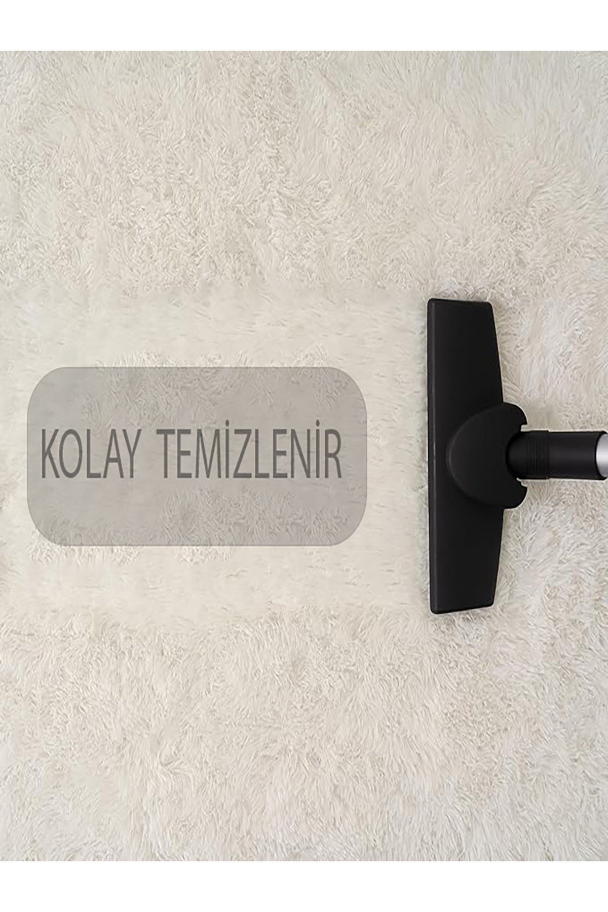 Krem Post Peluş Halı Yolluk Yumuşak Tüylü Puffy Kaymaz Özel Taban Dekoratif Yıkanabilir Modern