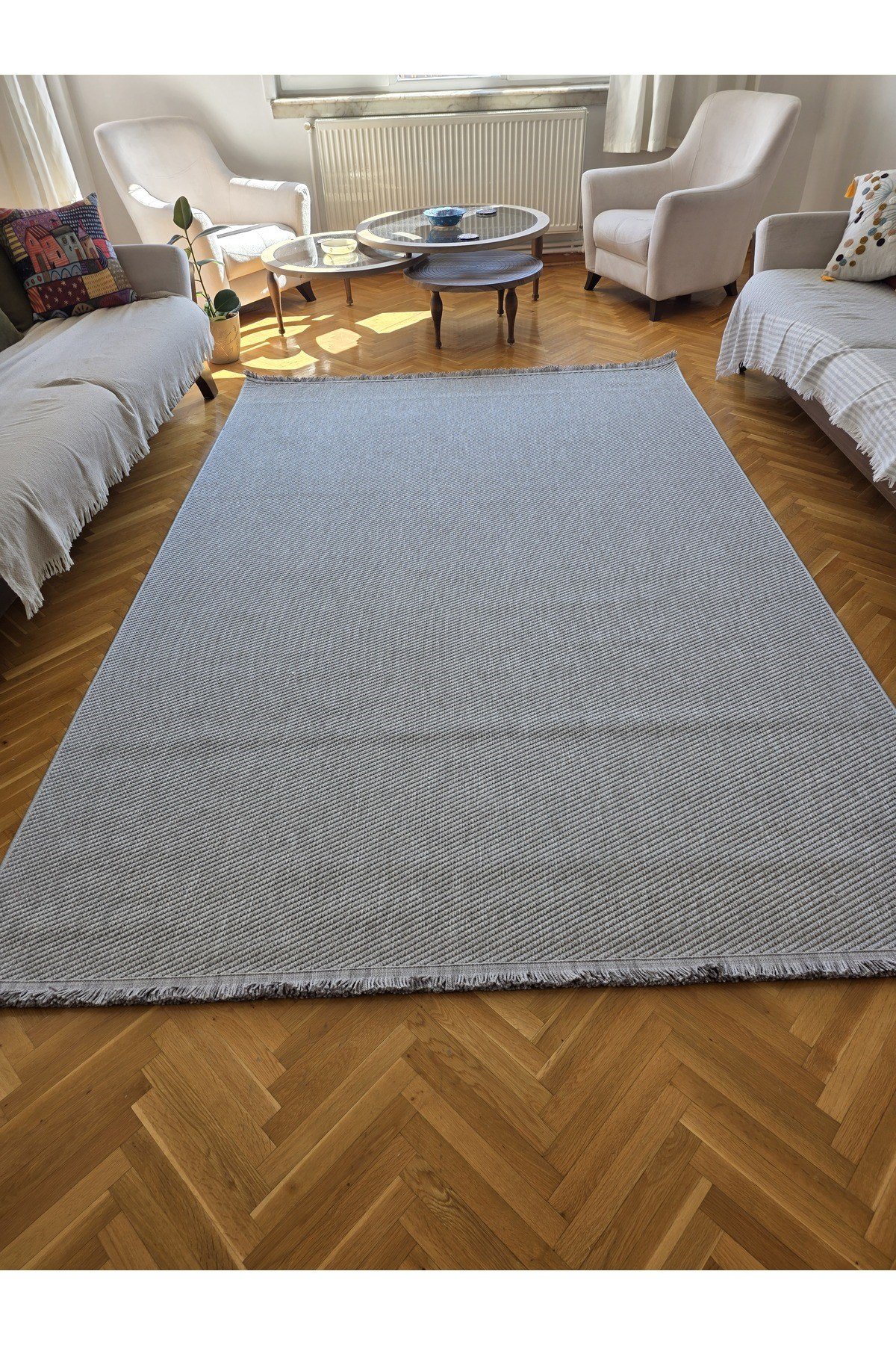 Lara 04 Gri Sisal İskandinav Extra Yumuşak Özel Kesim Kolay Temizlenen Salon Koridor Halısı