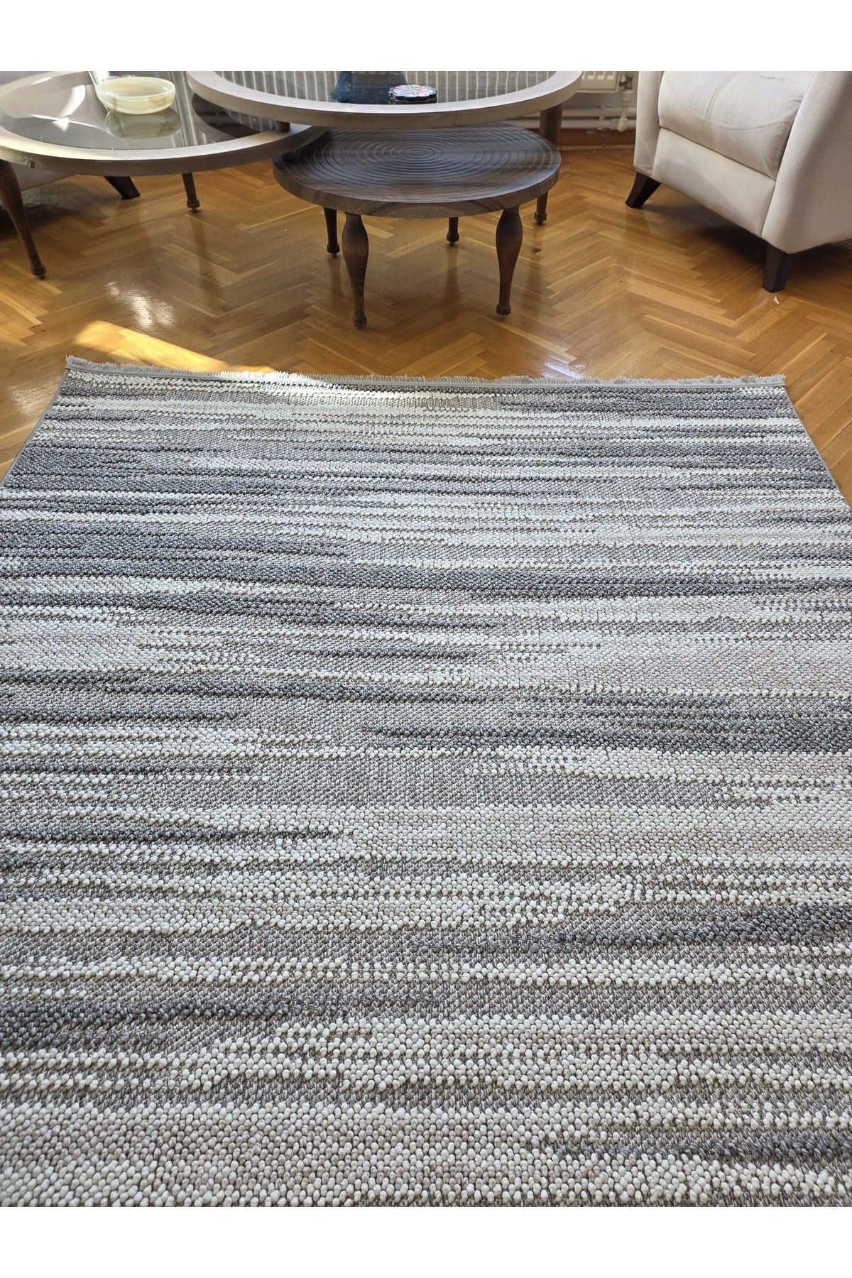 Monaco 0140 Krem Gri İskandinav Sisal Bukle Yumuşak Özel Ölçü Salon Koridor Mutfak Halısı Yolluk