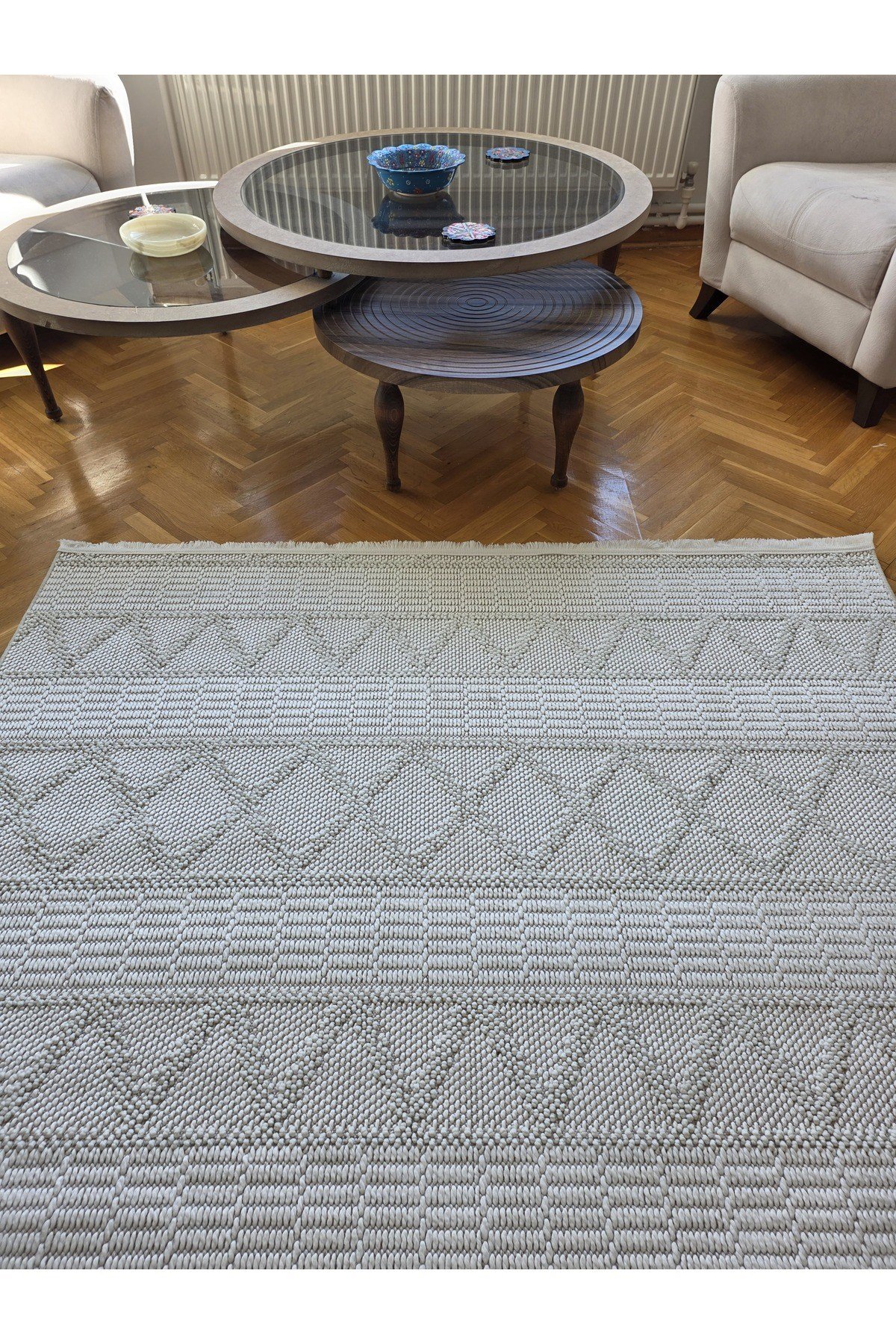 Monaco 0219A Krem İskandinav Sisal Bukle Yumuşak Özel Ölçü Salon Koridor Mutfak Halısı Yolluk