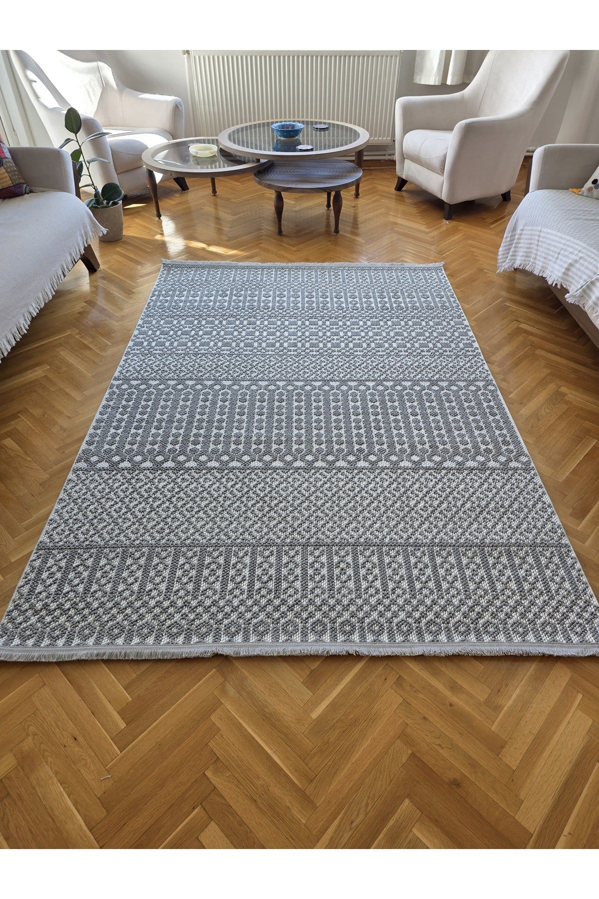 Monaco 0223 Krem Gri İskandinav Sisal Bukle Yumuşak Özel Ölçü Salon Koridor Mutfak Halısı Yolluk