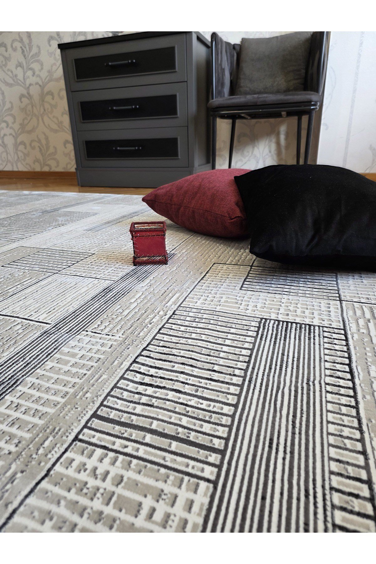 Oslo Gri Premium Bambu Kadife İnce Sık Dokuma Özel Kesim Salon Koridor Halısı