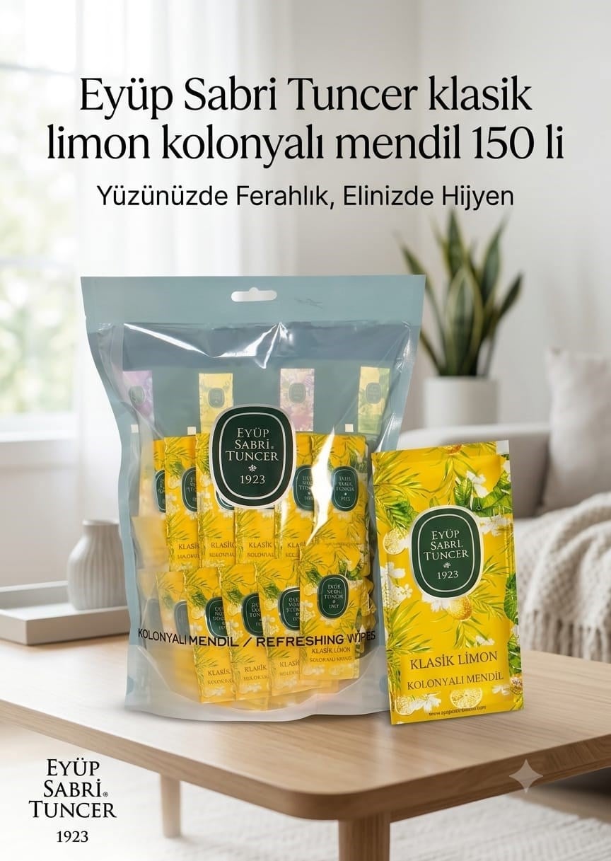 Eyüp Sabri Tuncer Limon Kokulu Islak Mendil Tekli Ambalaj - 150 Adet
