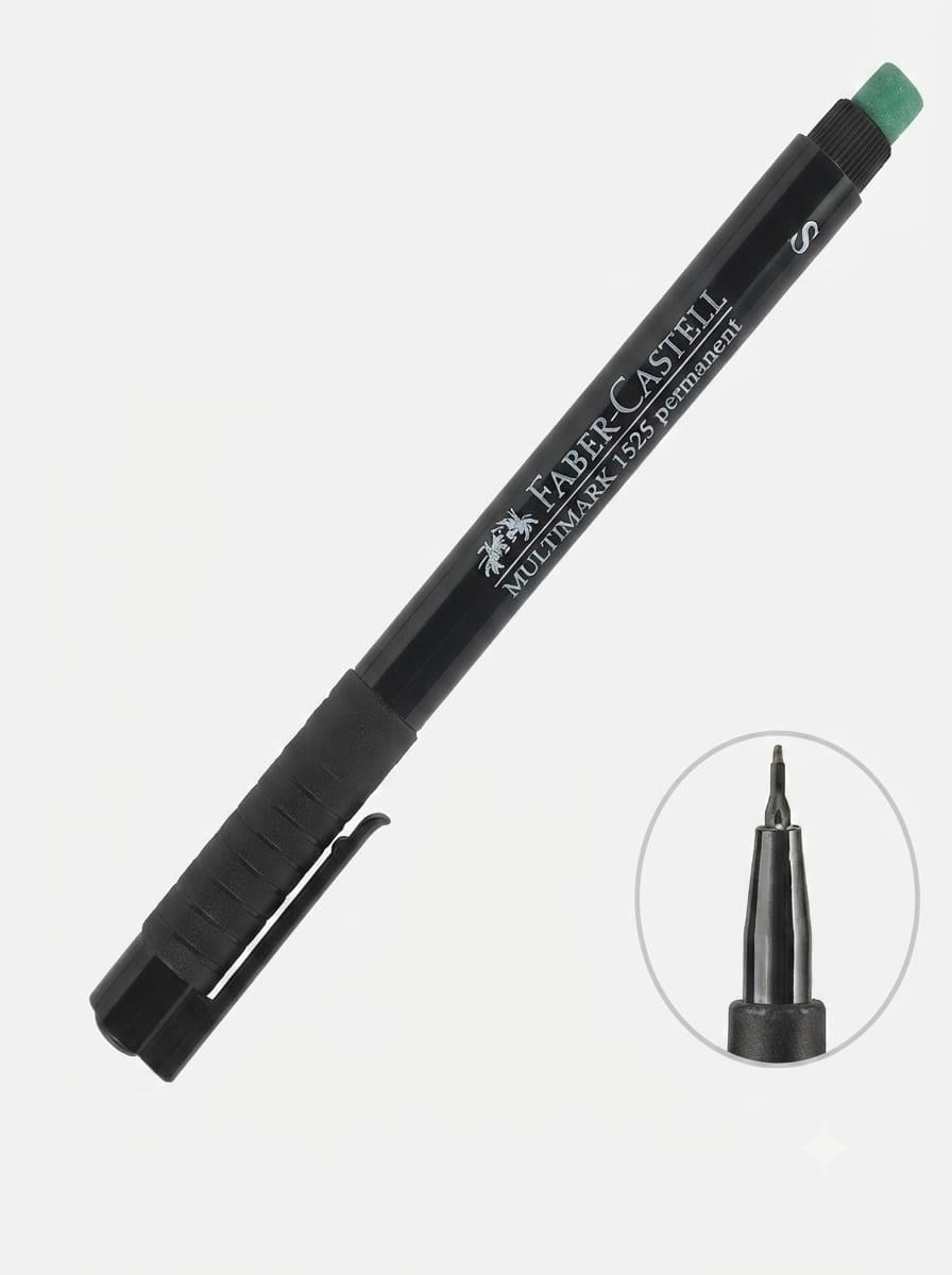 Faber-Castell 1523 Permanent Asetat Kalem Siyah S Uç