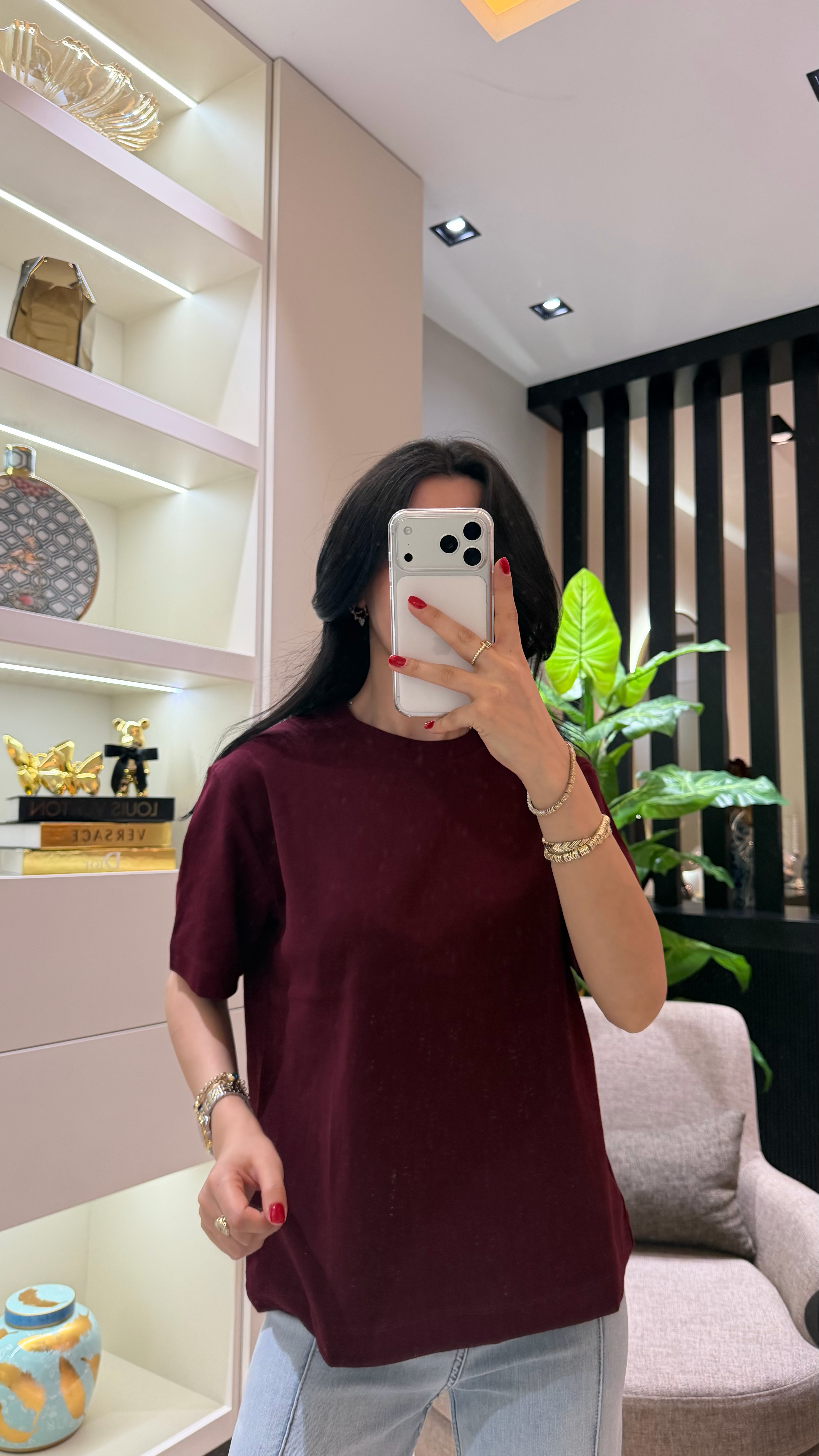 COS YUVARLAK YAKA BORDO TİŞÖRT
