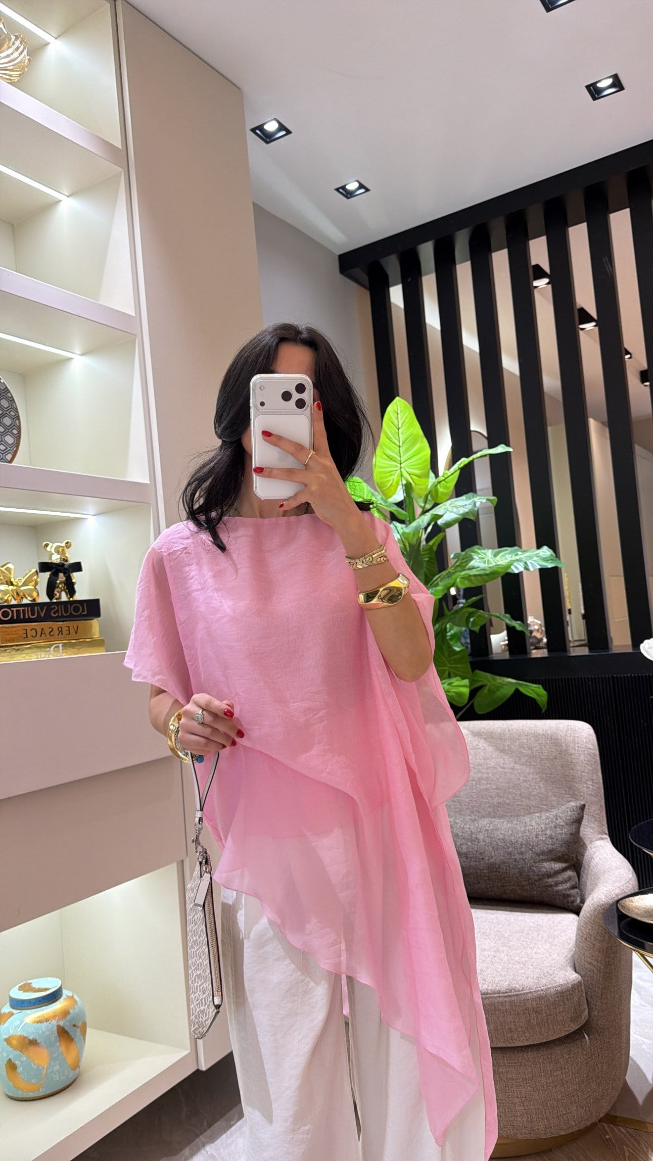PEMBE PELERİNLİ BLUZ