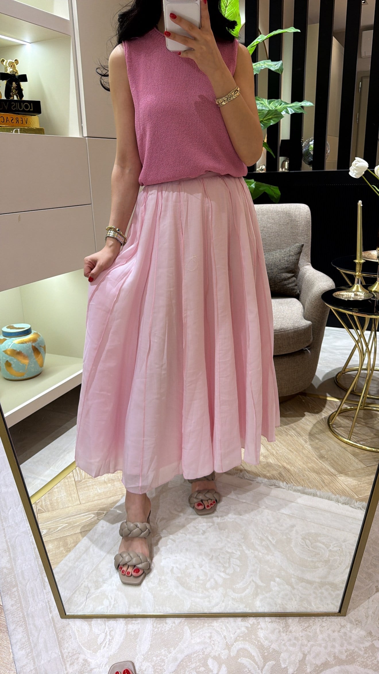 PİLİSELİ PEMBE MAXI ETEK