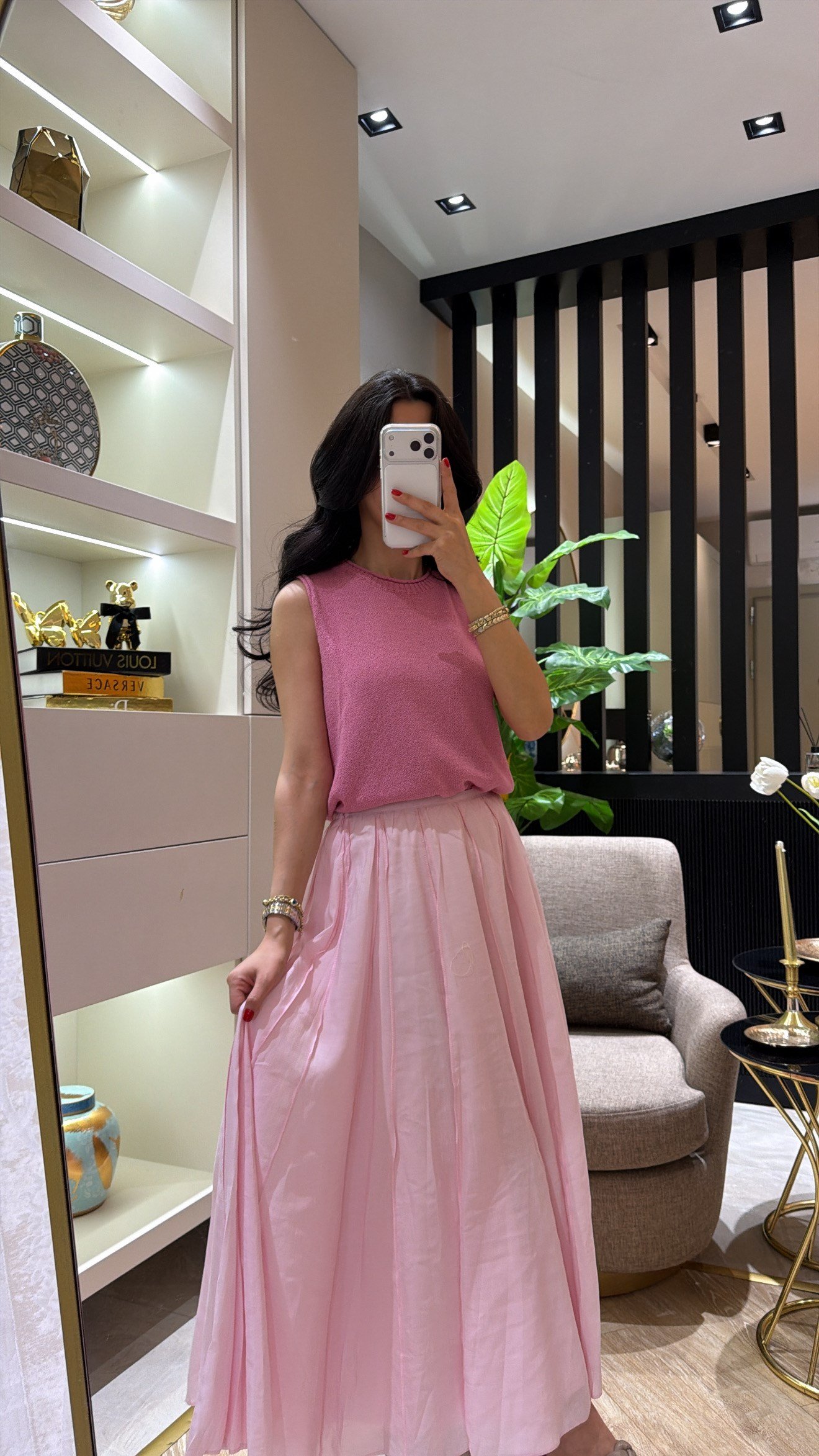 PİLİSELİ PEMBE MAXI ETEK