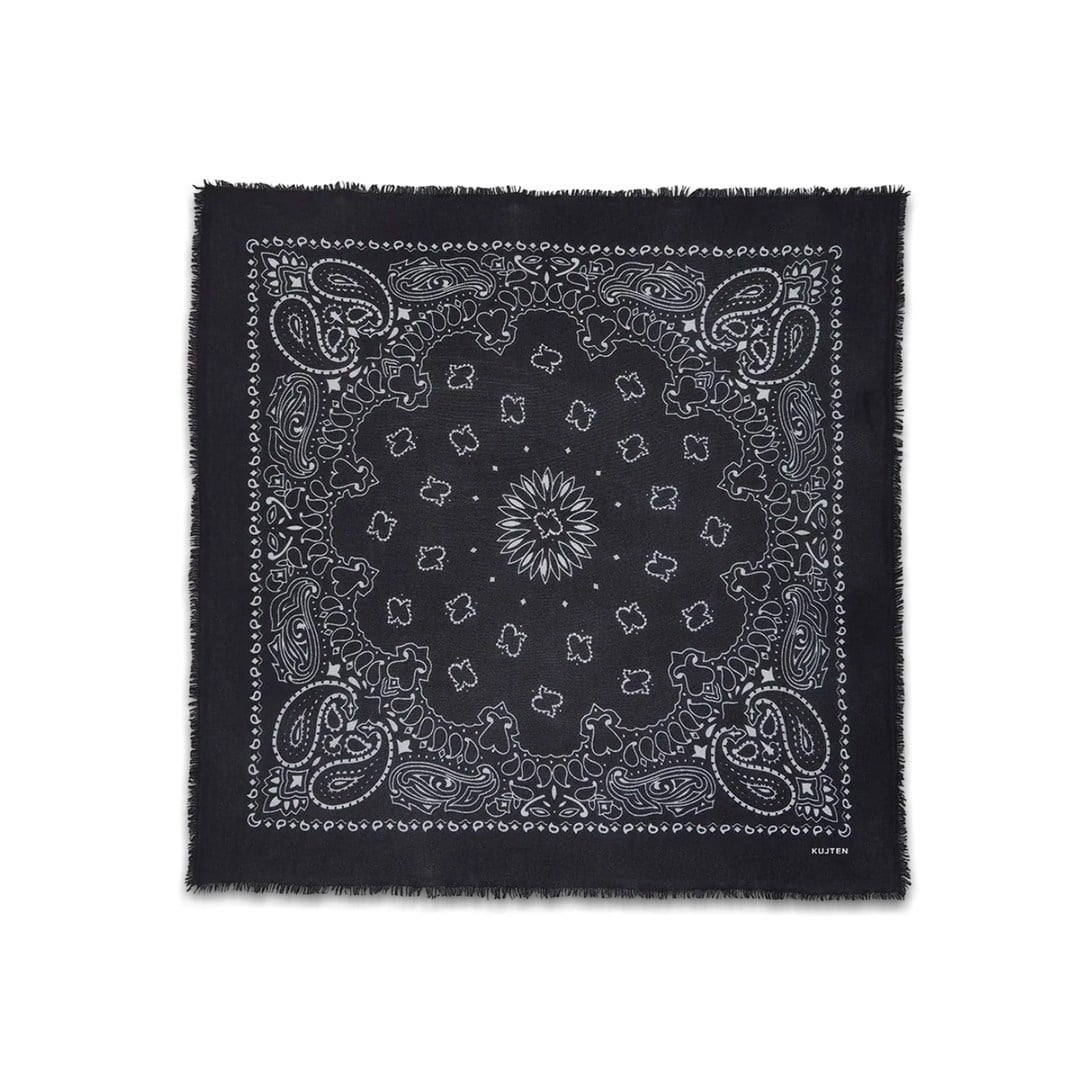 BANDANA HACHIKO BLACK Large Printed Cashmere