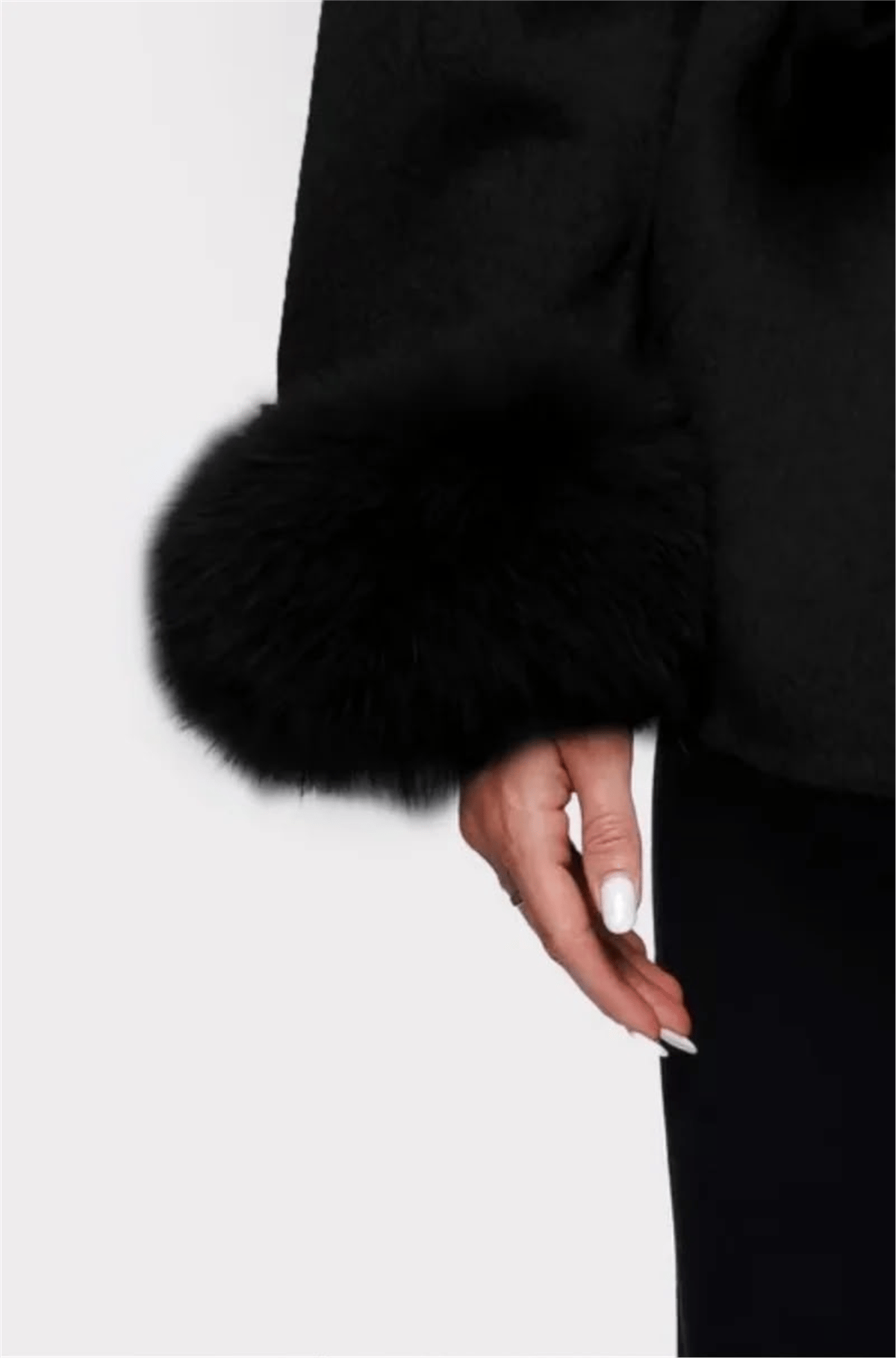 THE CHELSEA FUR CUFF SHORT COAT - BLACK