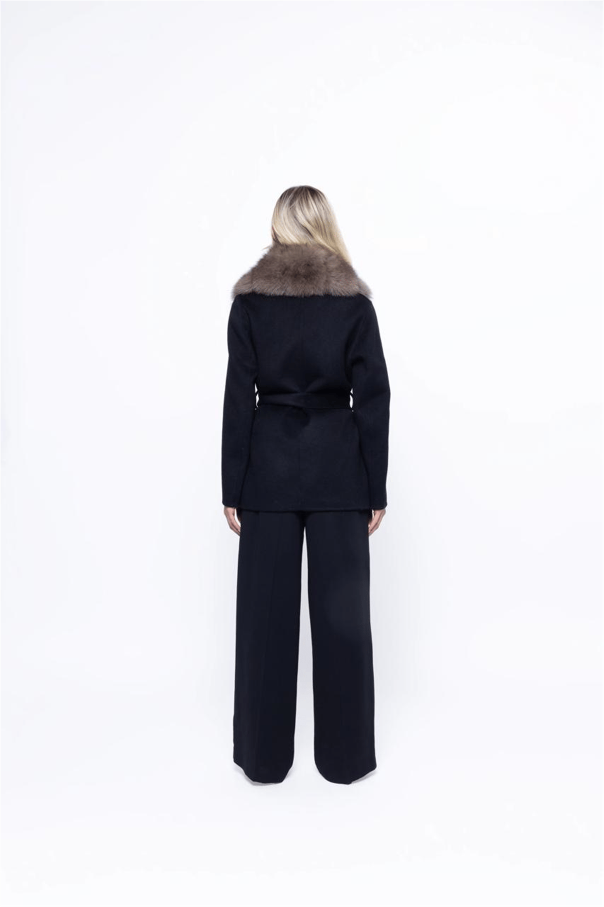 THE GROSVENOR FUR COLLAR COAT - BLACK