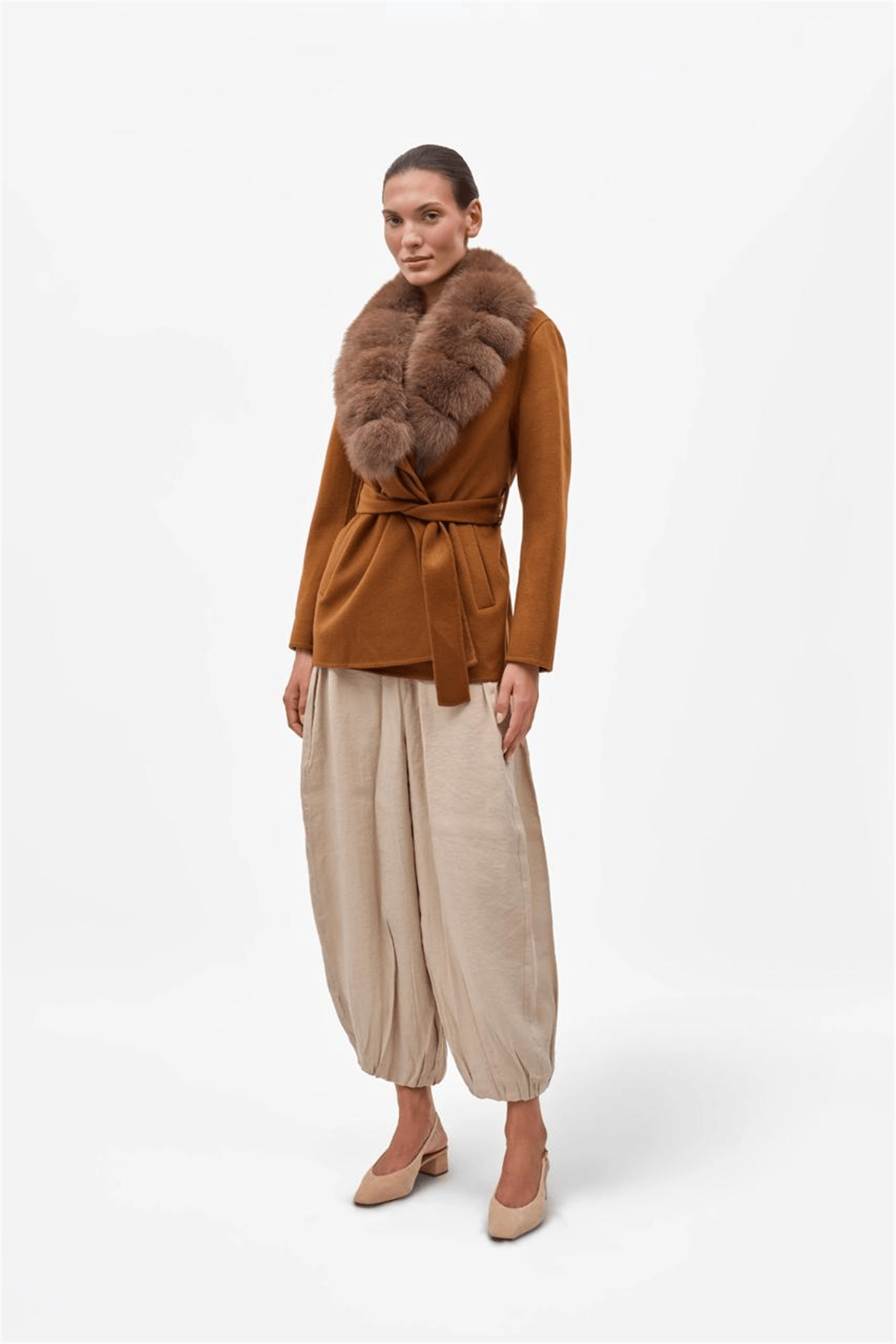 THE GROSVENOR FUR COLLAR COAT - TAN
