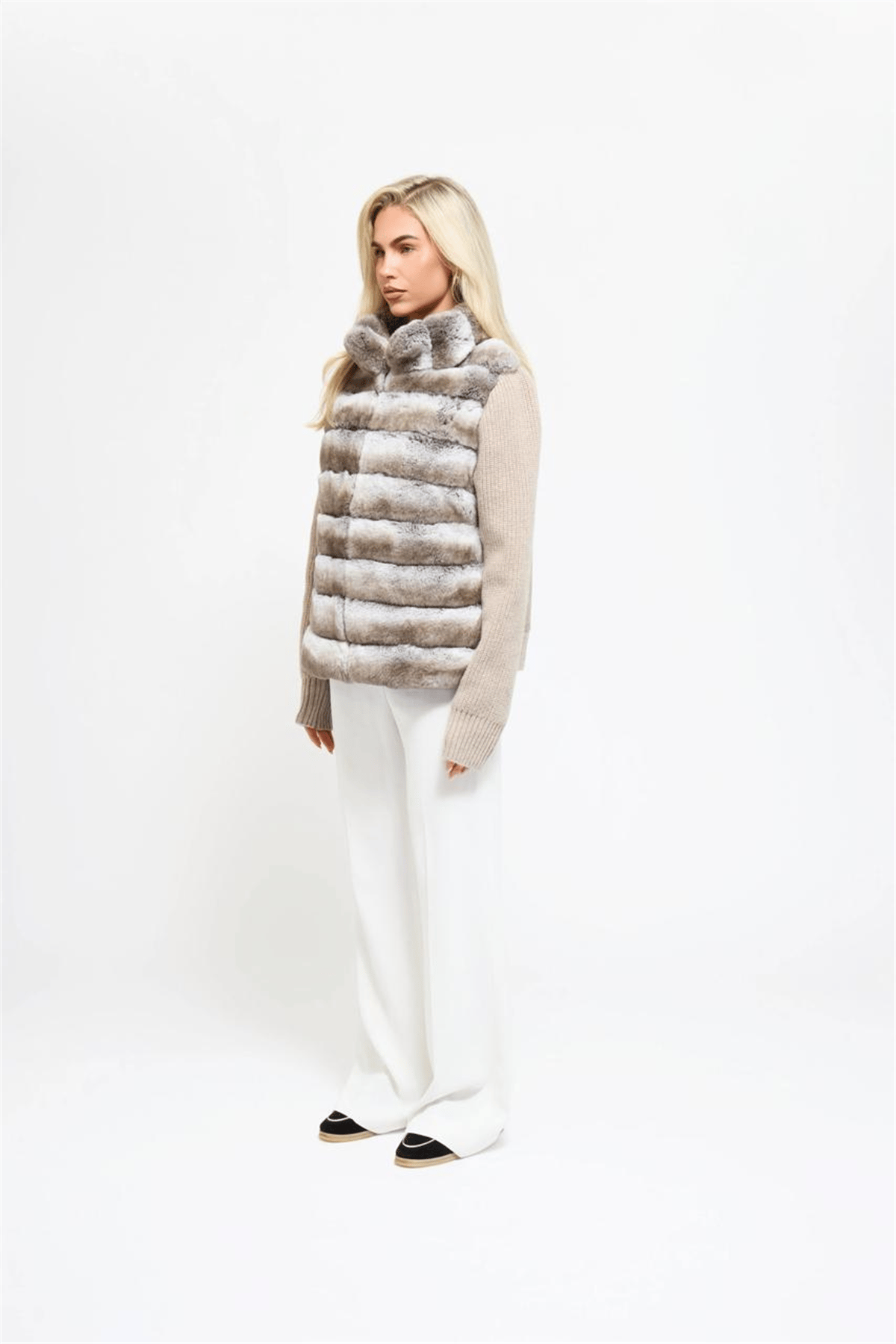 THE MOSCOW REX FUR PANEL JACKET - BEIGE