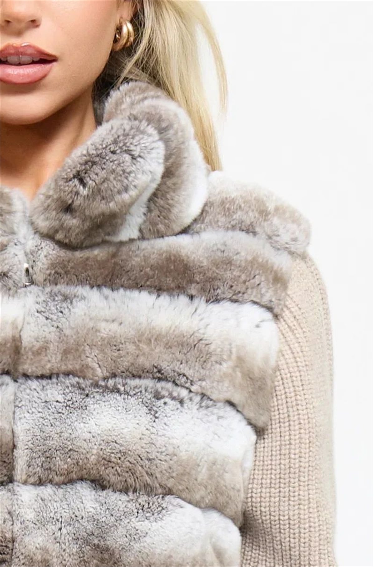 THE MOSCOW REX FUR PANEL JACKET - BEIGE