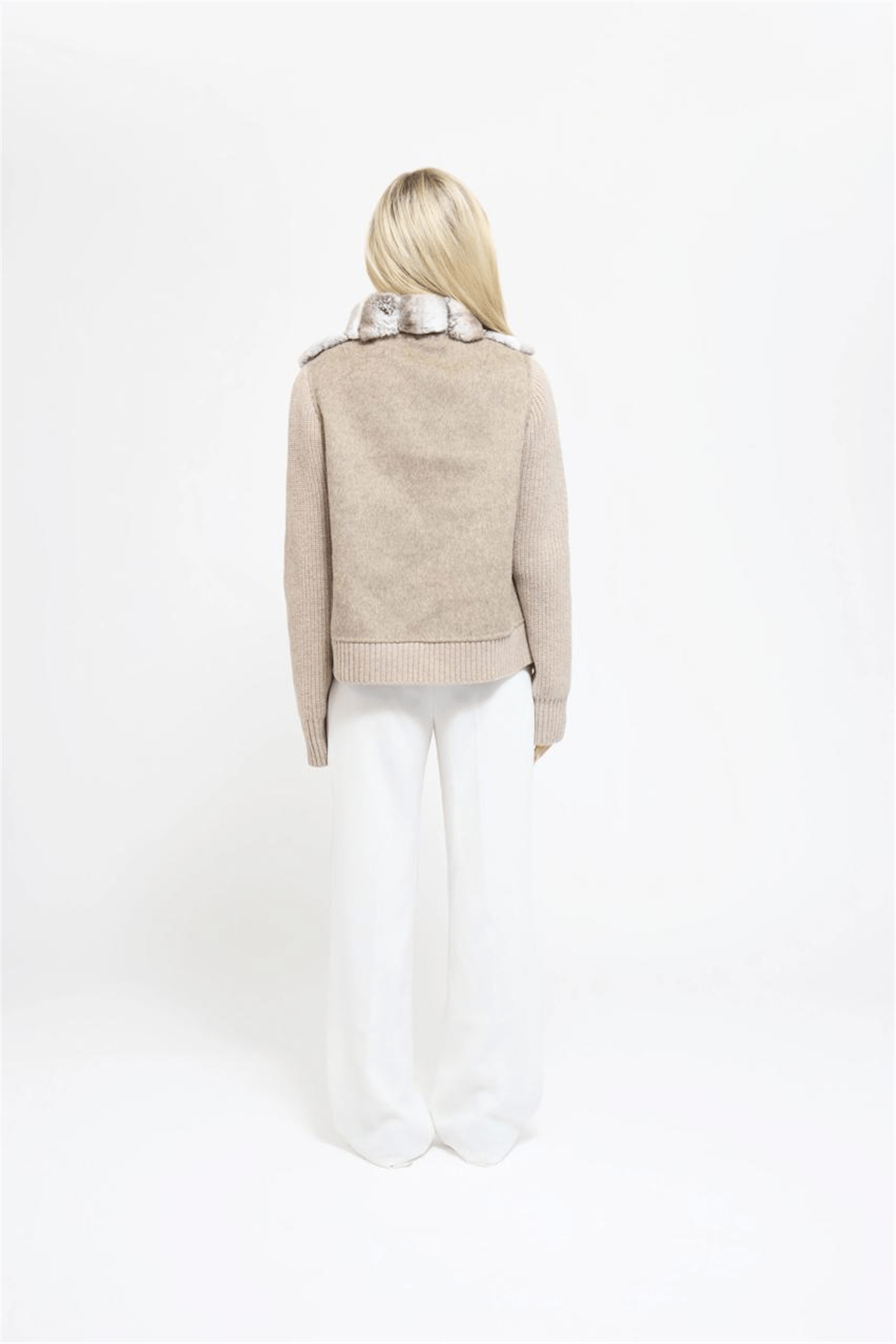 THE MOSCOW REX FUR PANEL JACKET - BEIGE