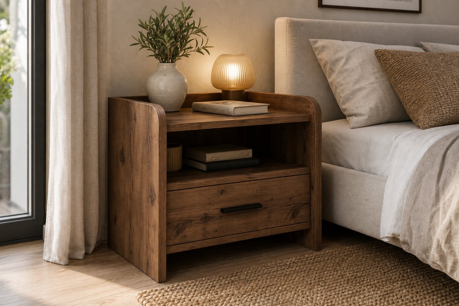 Asya Modern Komodin - Çekmeceli ve Raflı Yatak Odası Sehpası